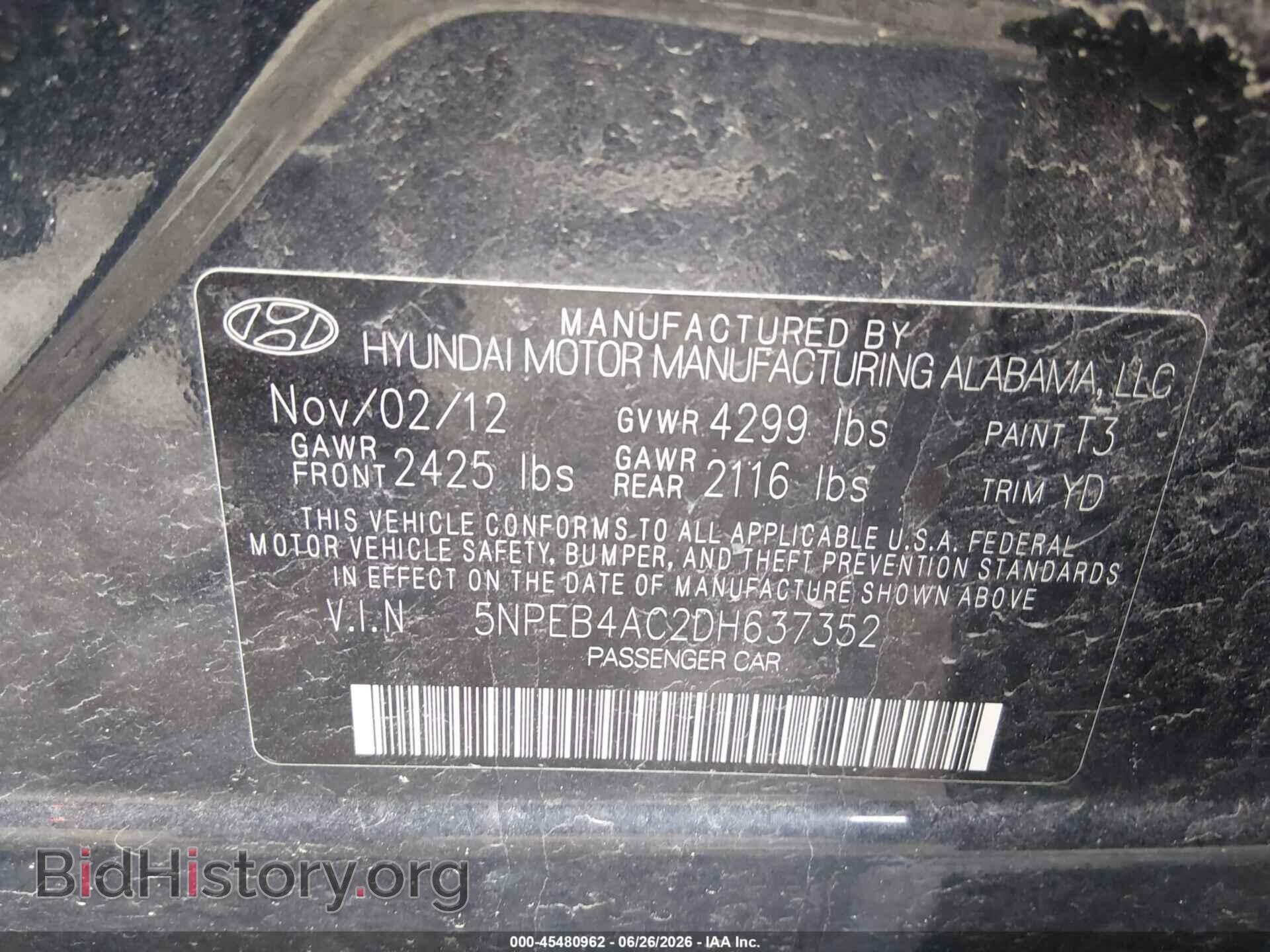 2013 HYUNDAI SONATA - VIN: 5NPEB4AC2DH637352 - Photo 9