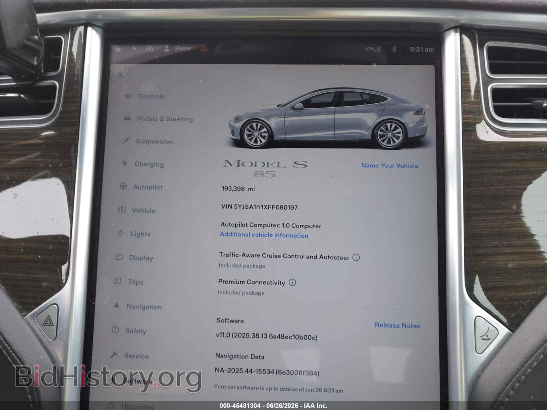 2015 TESLA MODEL S - VIN: 5YJSA1H1XFF080197 - Фото 7