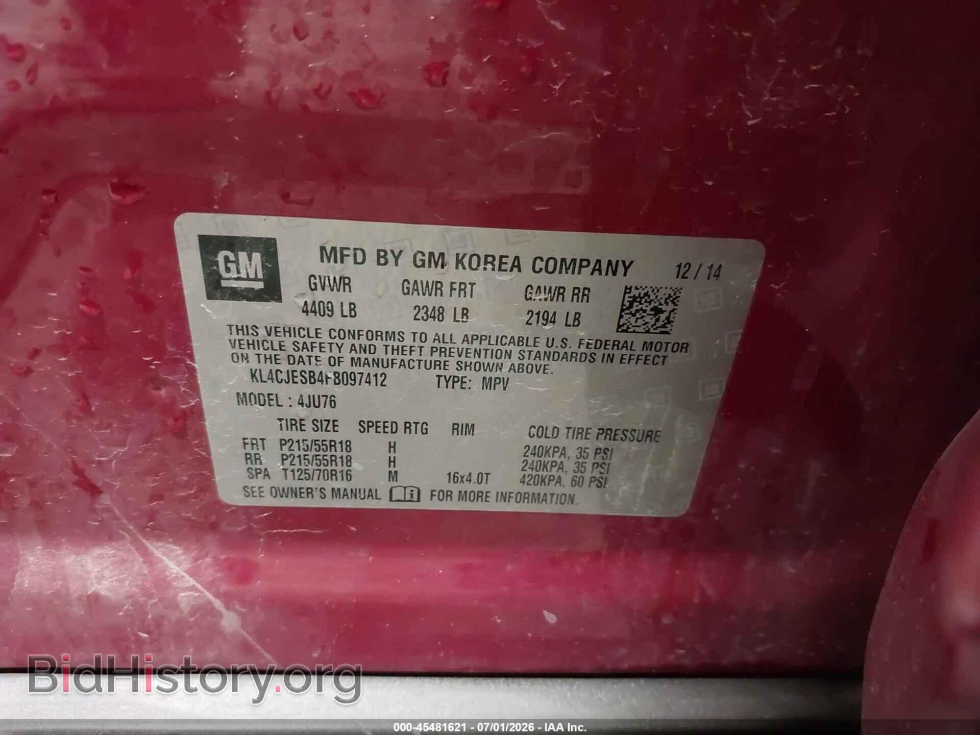 2015 BUICK ENCORE - VIN: KL4CJESB4FB097412 - Photo 9