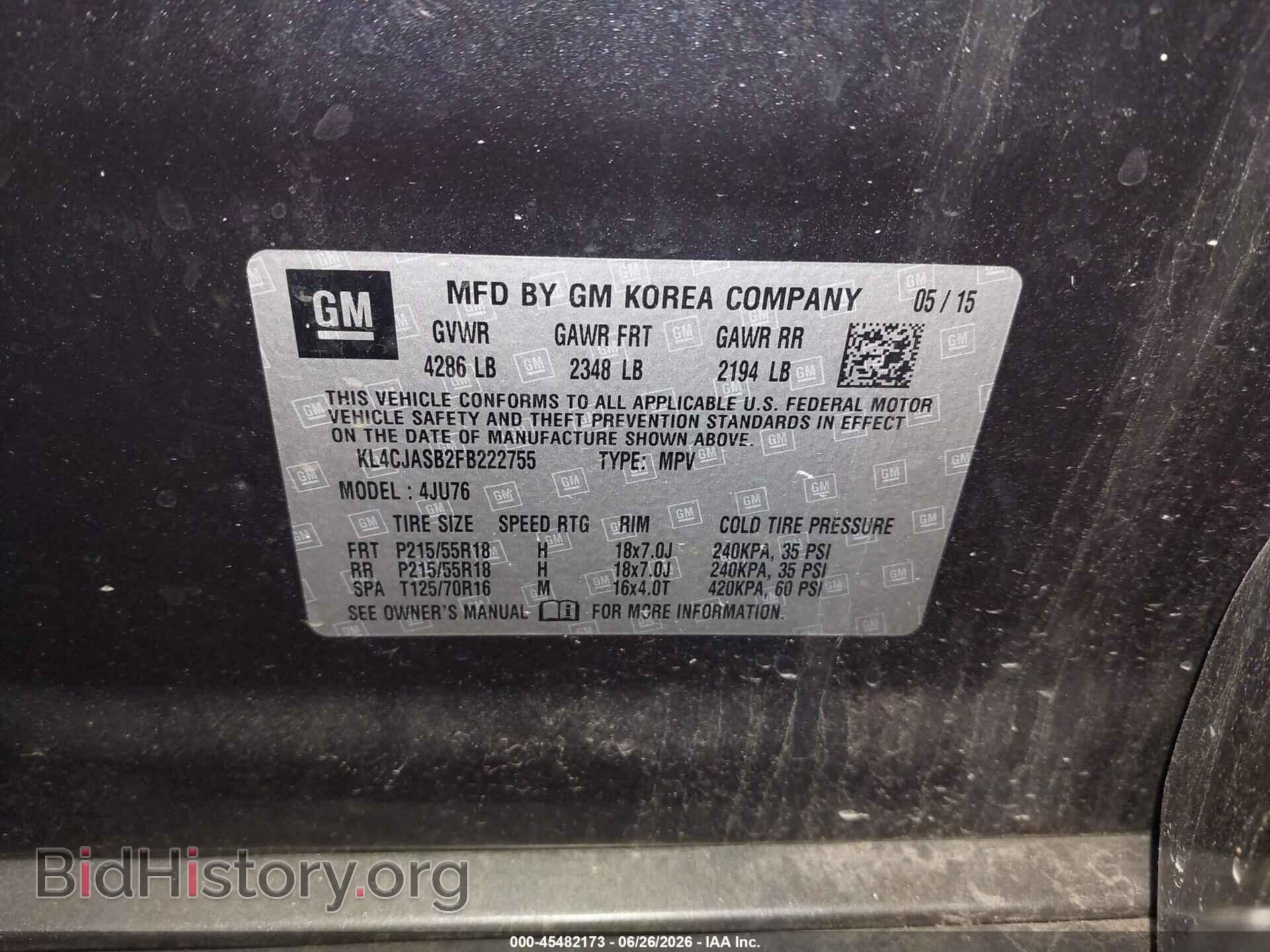 2015 BUICK ENCORE - VIN: KL4CJASB2FB222755 - Photo 9