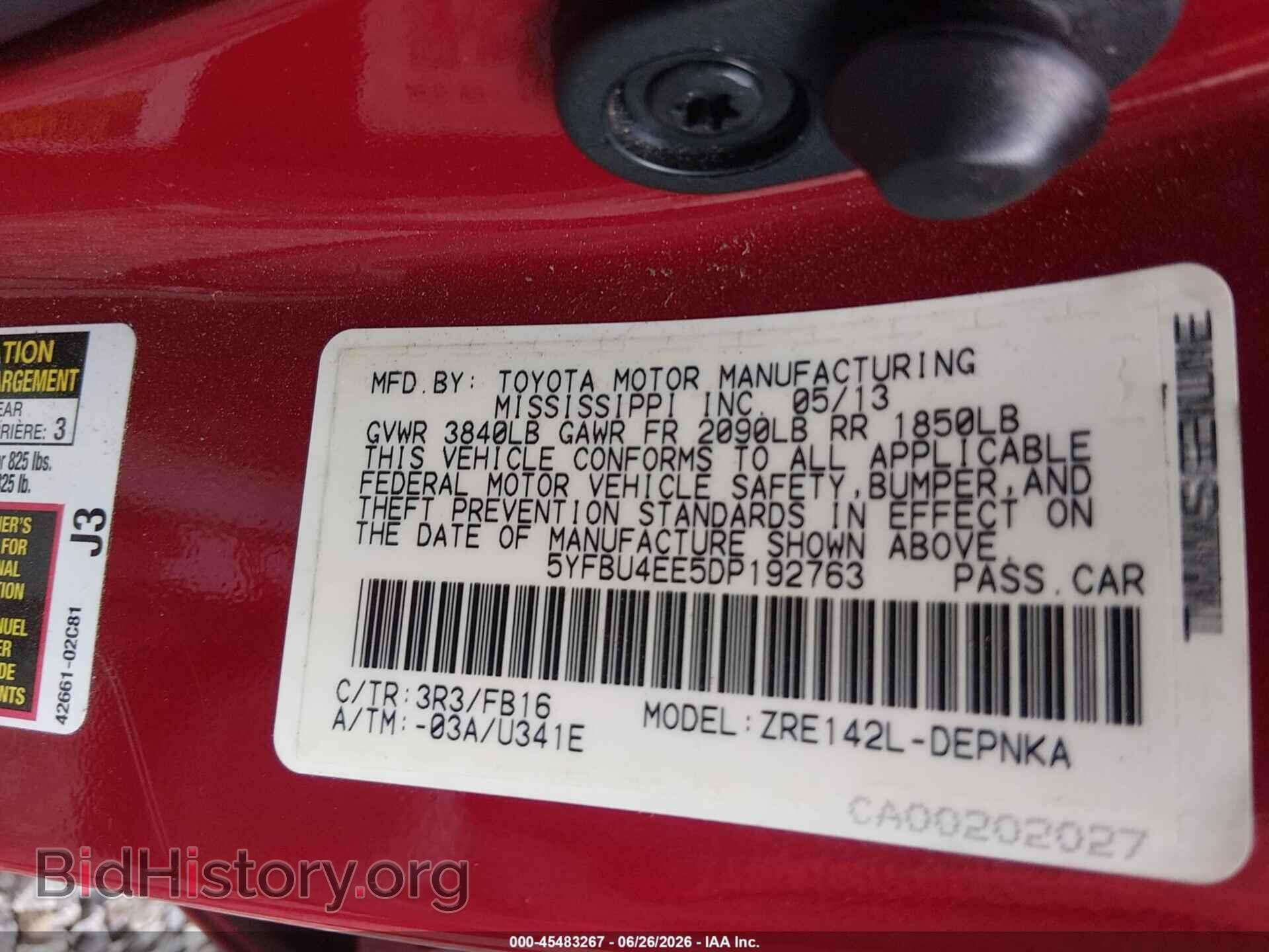 2013 TOYOTA COROLLA - VIN: 5YFBU4EE5DP192763 - Фото 9