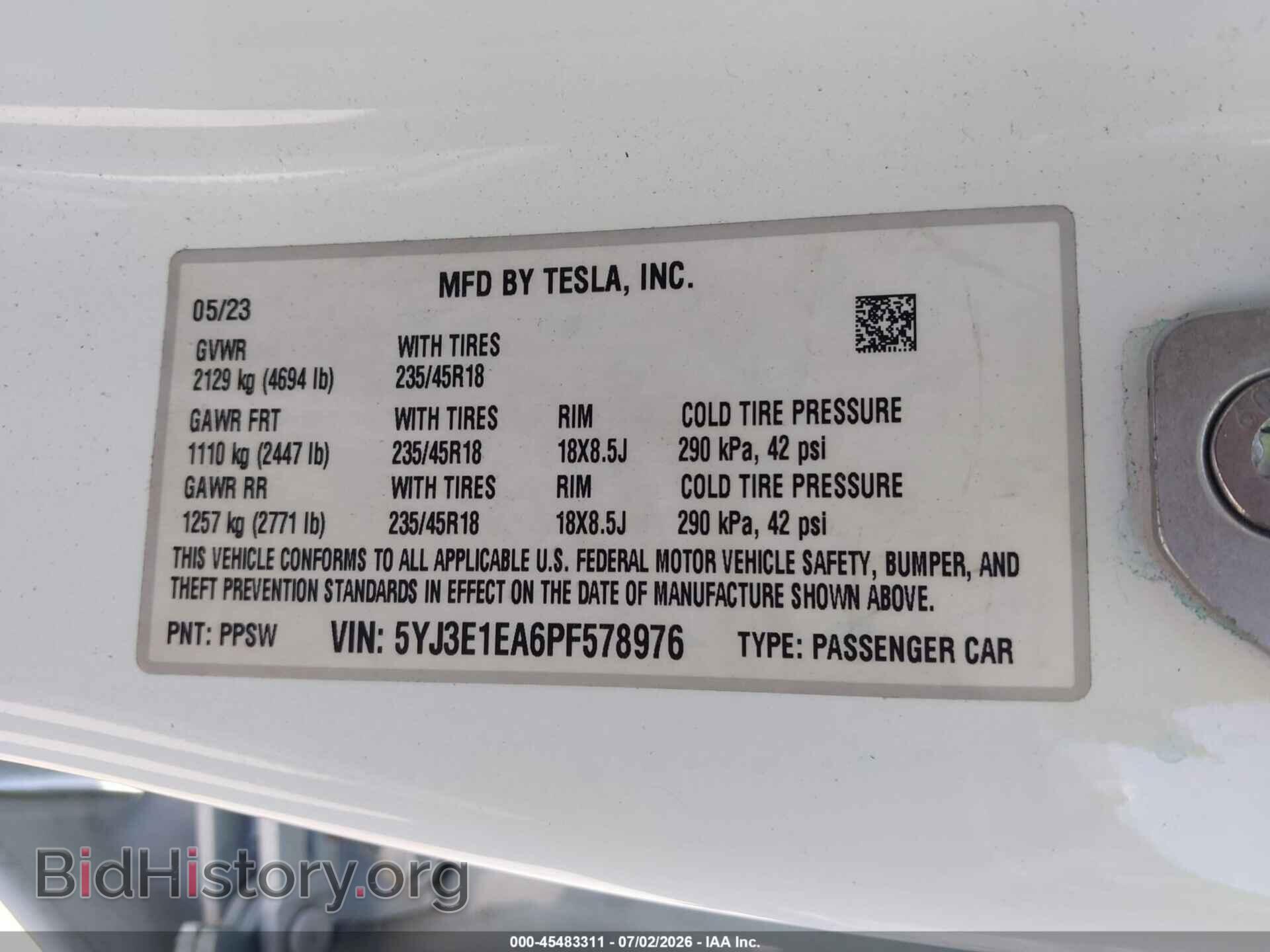 2023 TESLA MODEL 3 - VIN: 5YJ3E1EA6PF578976 - Photo 9