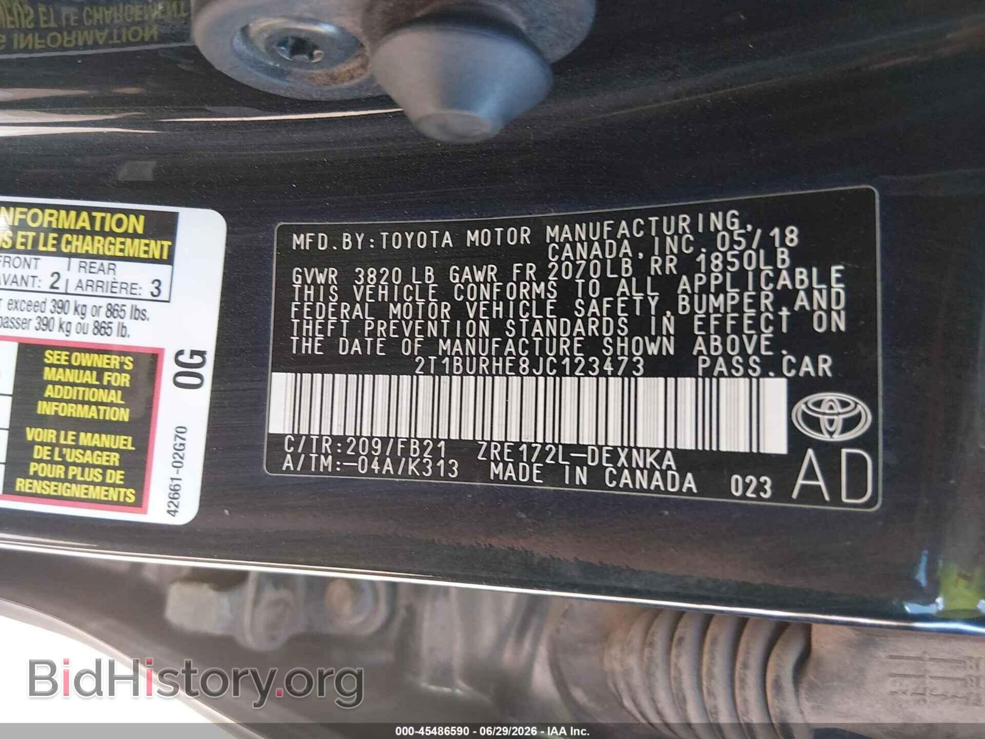 2018 TOYOTA COROLLA - VIN: 2T1BURHE8JC123473 - Photo 9