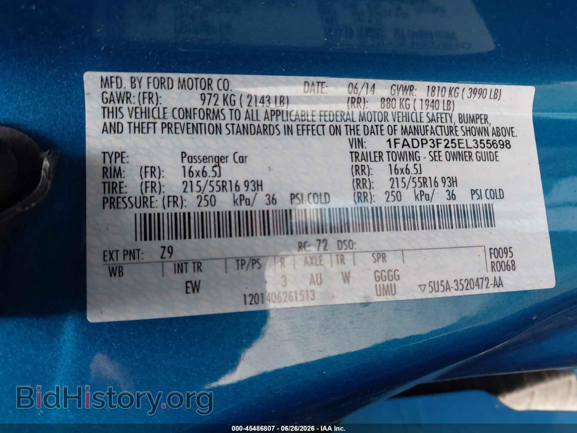 2014 FORD FOCUS - VIN: 1FADP3F25EL355698 - Photo 9