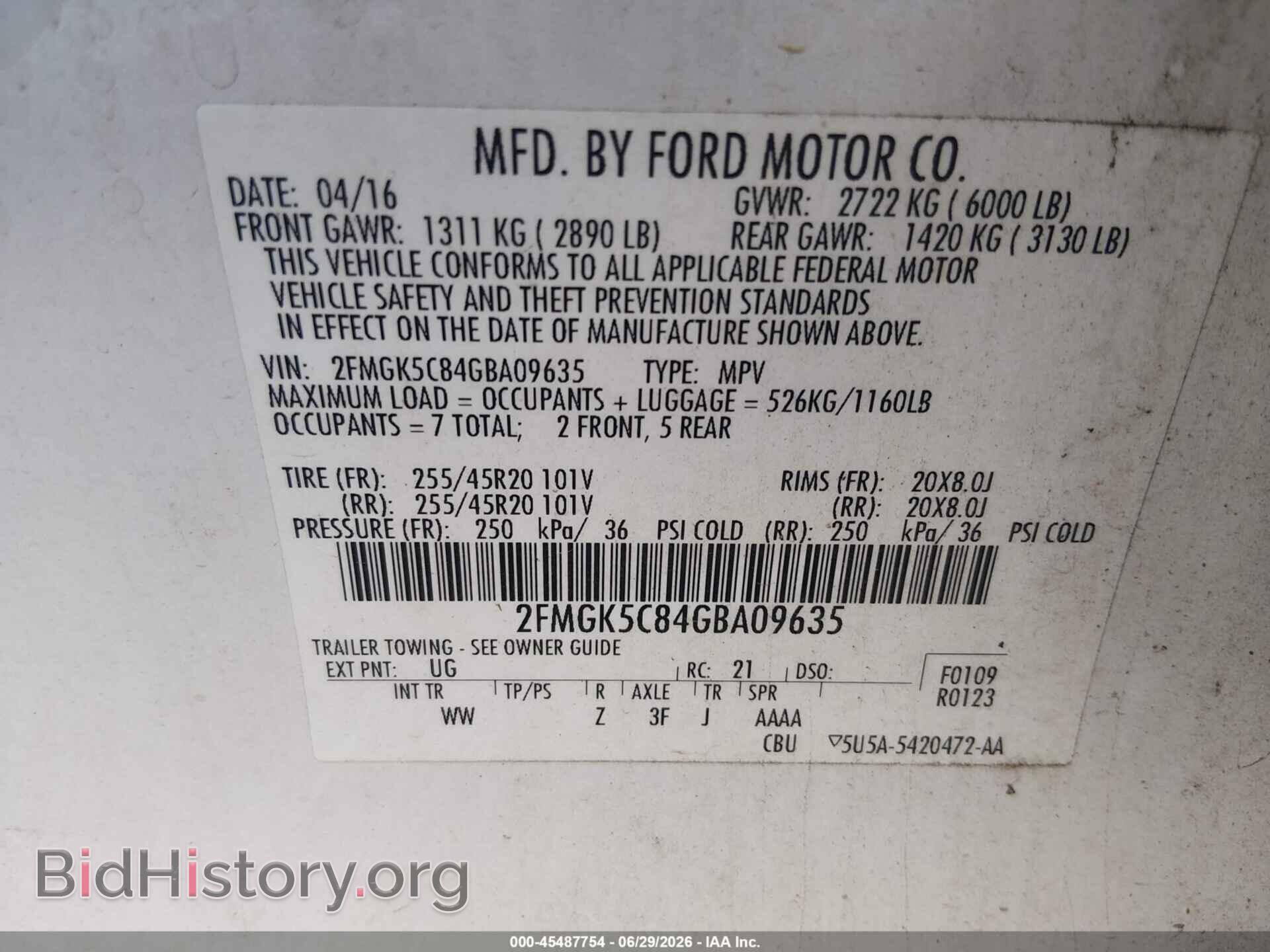 2016 FORD FLEX - VIN: 2FMGK5C84GBA09635 - Photo 9
