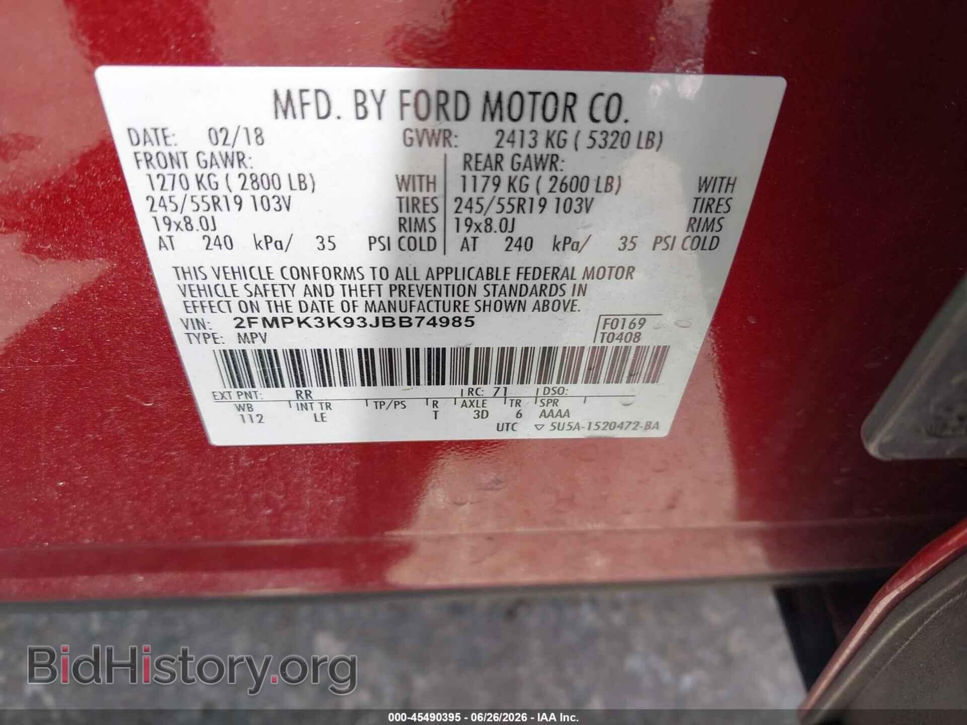 2018 FORD EDGE - VIN: 2FMPK3K93JBB74985 - Photo 9