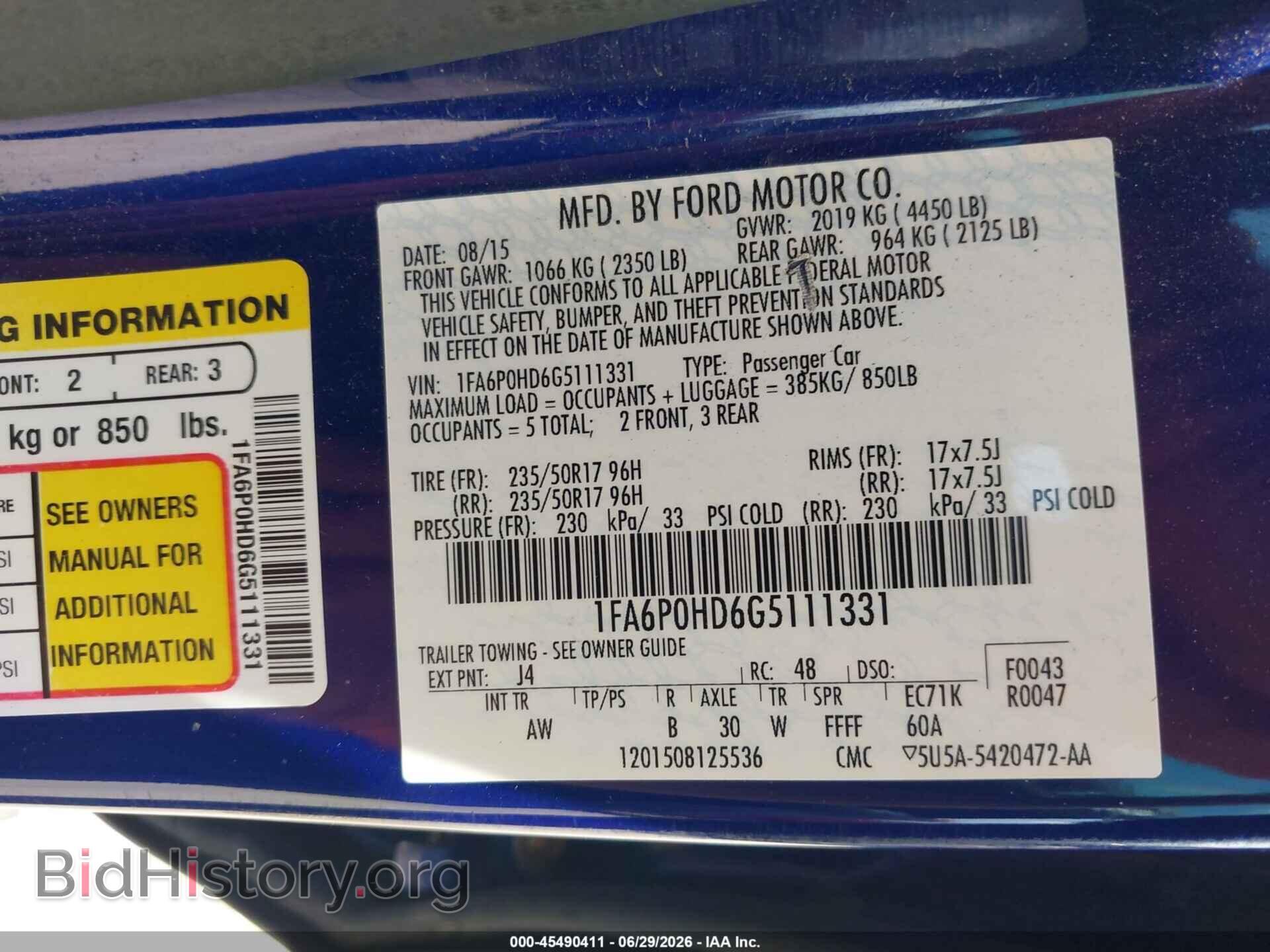 2016 FORD FUSION - VIN: 1FA6P0HD6G5111331 - Фото 9
