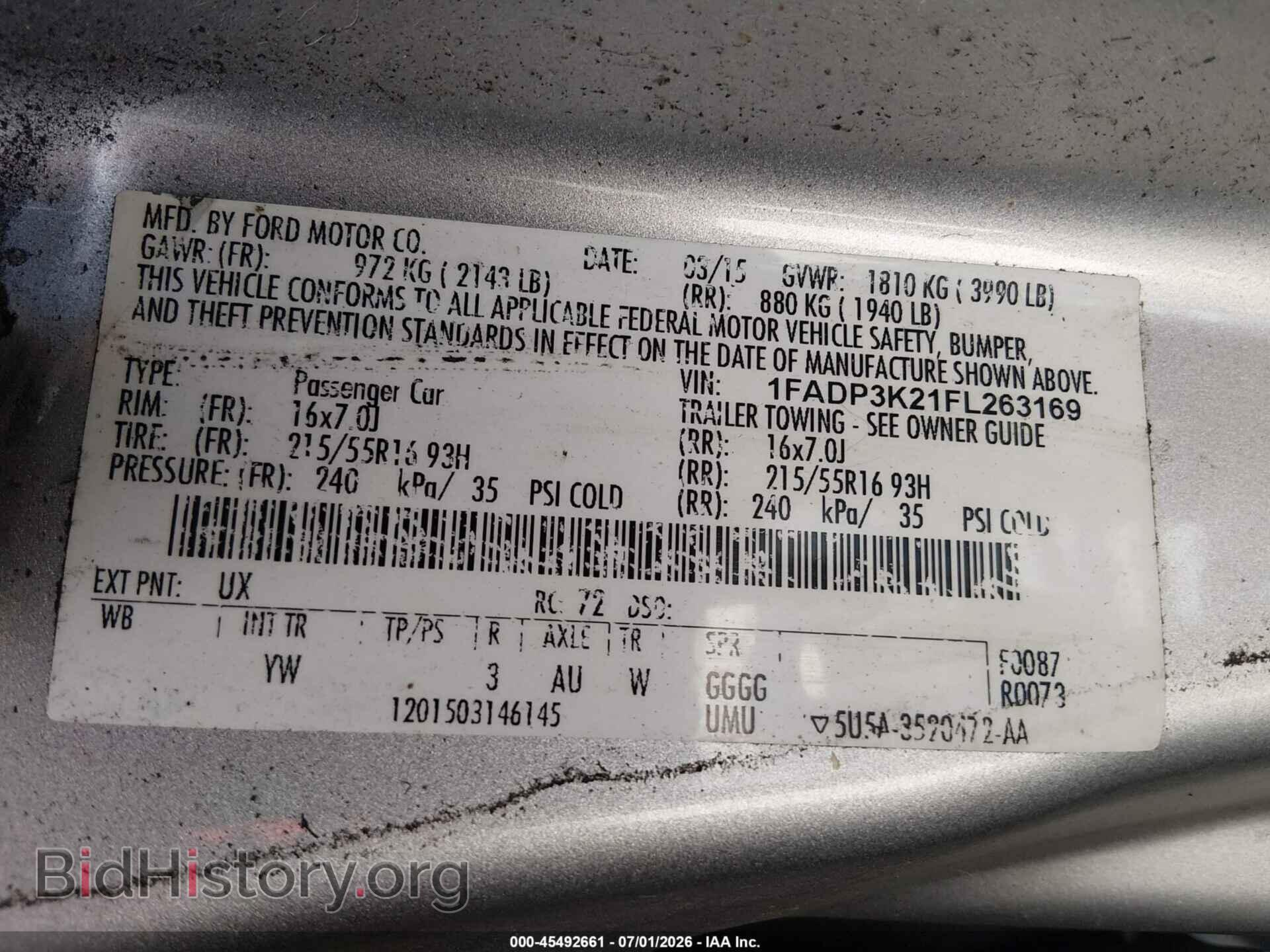 2015 FORD FOCUS - VIN: 1FADP3K21FL263169 - Фото 9