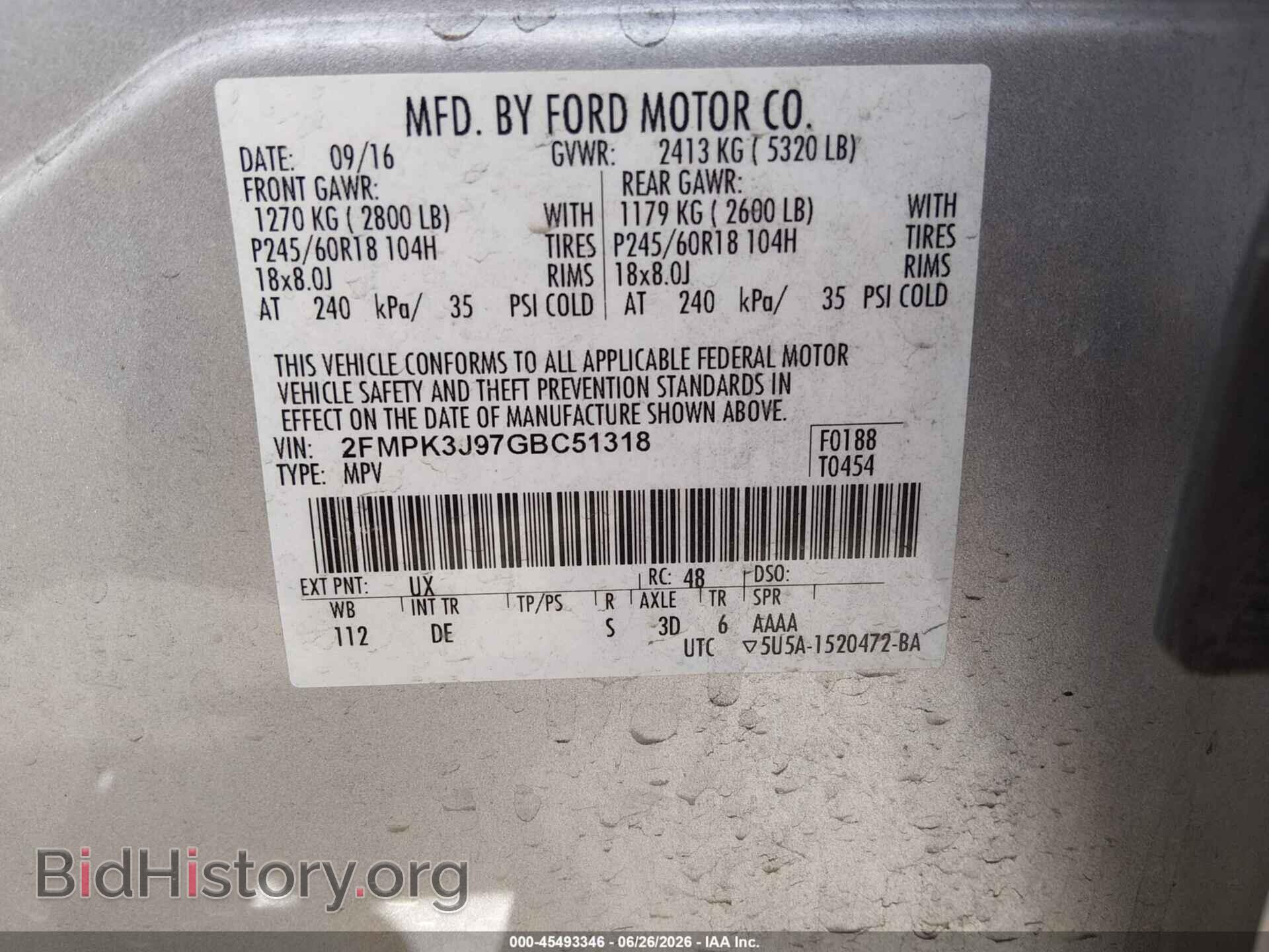 2016 FORD EDGE - VIN: 2FMPK3J97GBC51318 - Photo 9