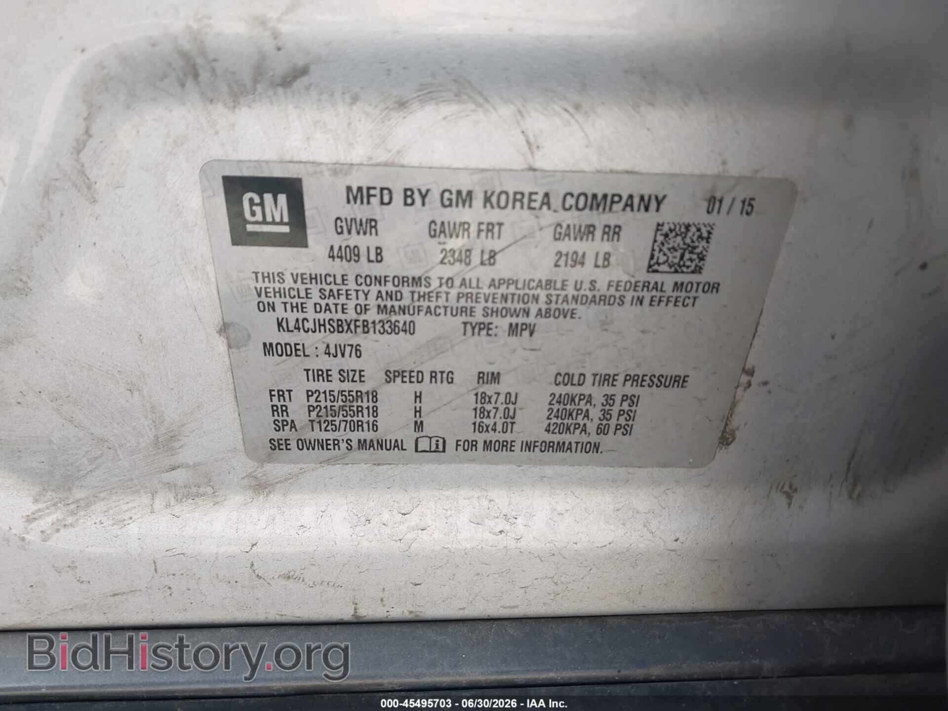 2015 BUICK ENCORE - VIN: KL4CJHSBXFB133640 - Photo 9