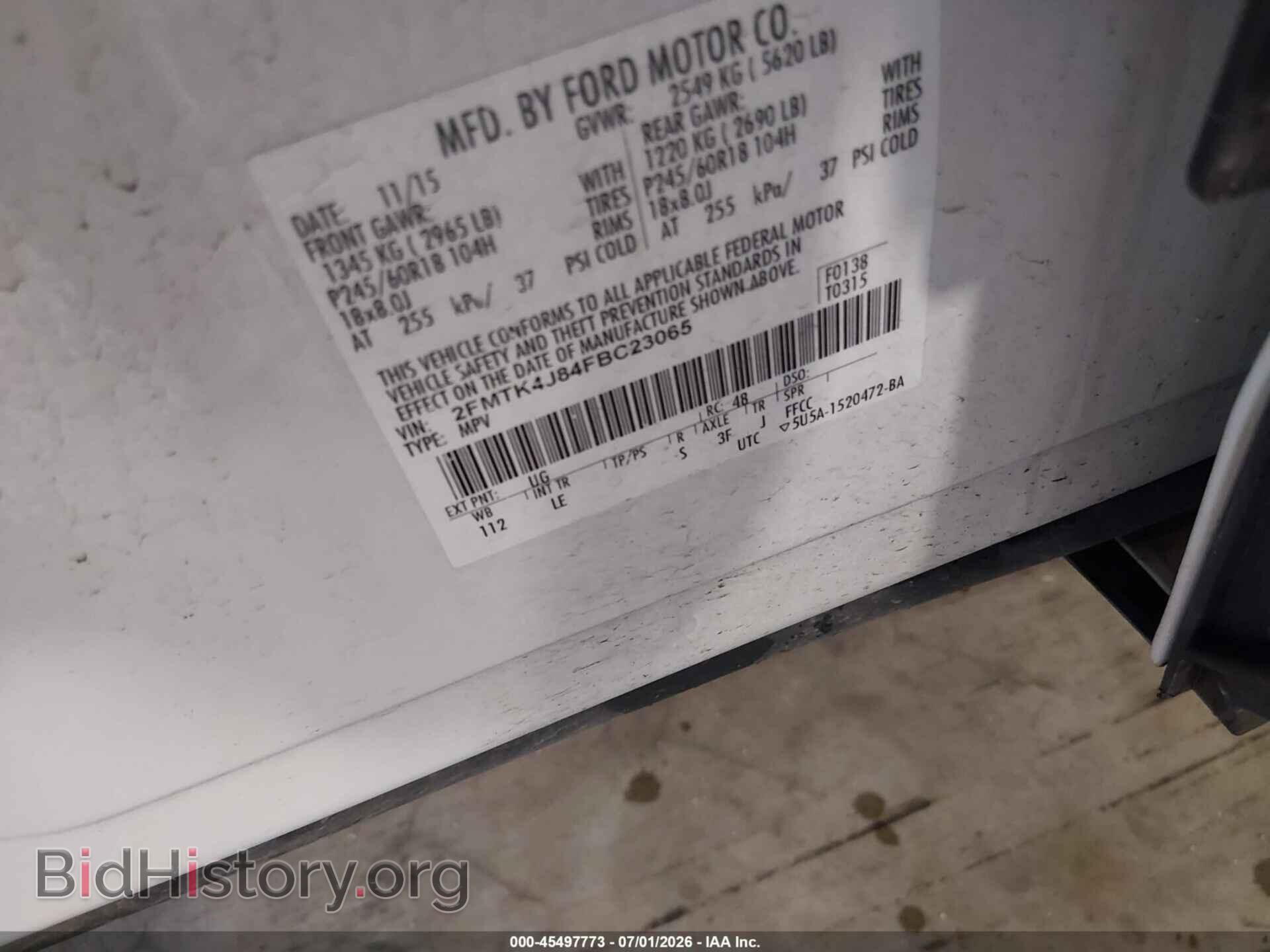 2015 FORD EDGE - VIN: 2FMTK4J84FBC23065 - Photo 9