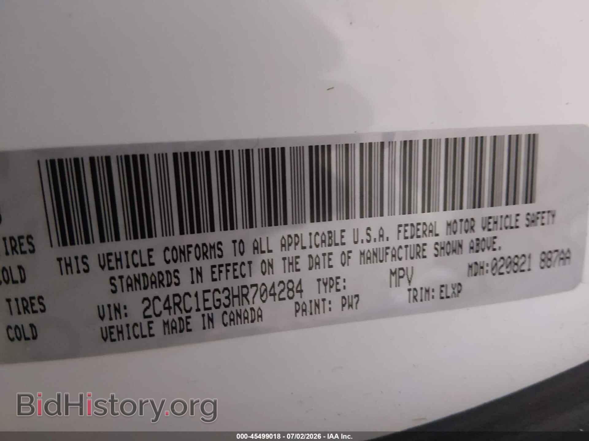 2017 CHRYSLER PACIFICA - VIN: 2C4RC1EG3HR704284 - Photo 9
