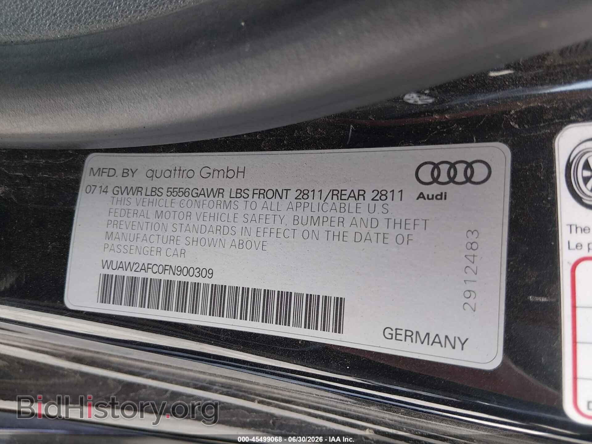 2015 AUDI RS 7 - VIN: WUAW2AFC0FN900309 - Фото 9