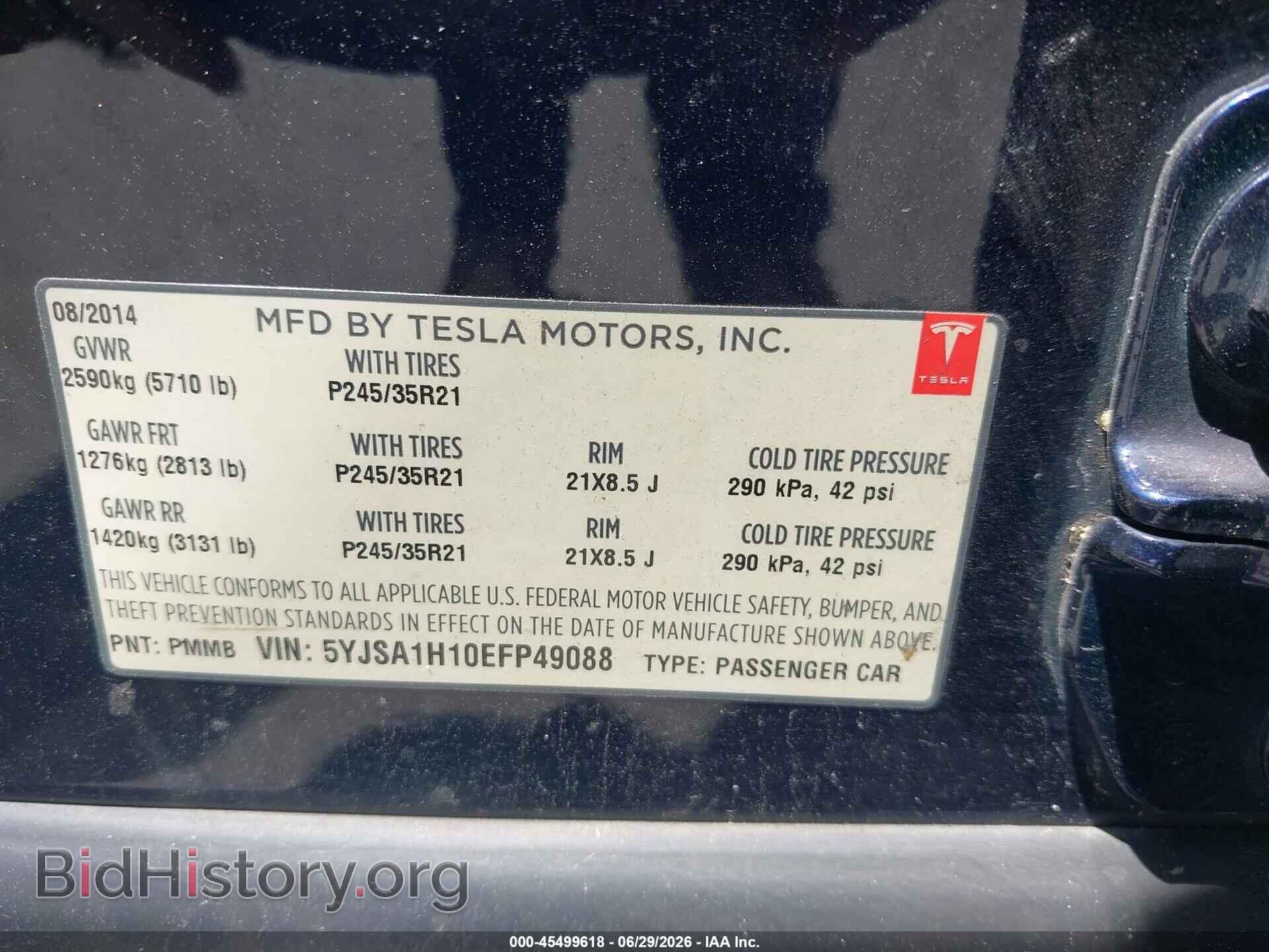 2014 TESLA MODEL S - VIN: 5YJSA1H10EFP49088 - Photo 9