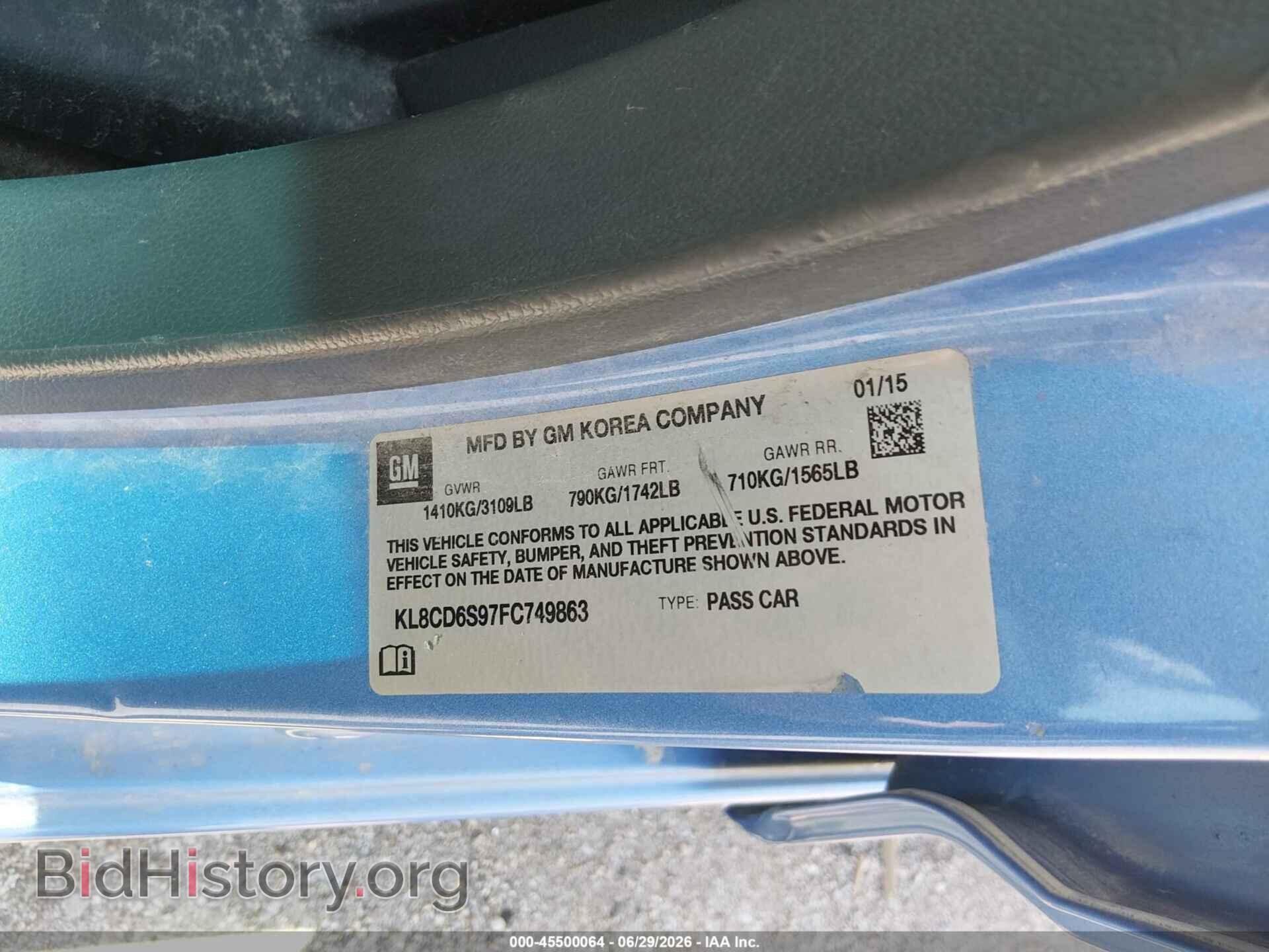 2015 CHEVROLET SPARK - VIN: KL8CD6S97FC749863 - Фото 9