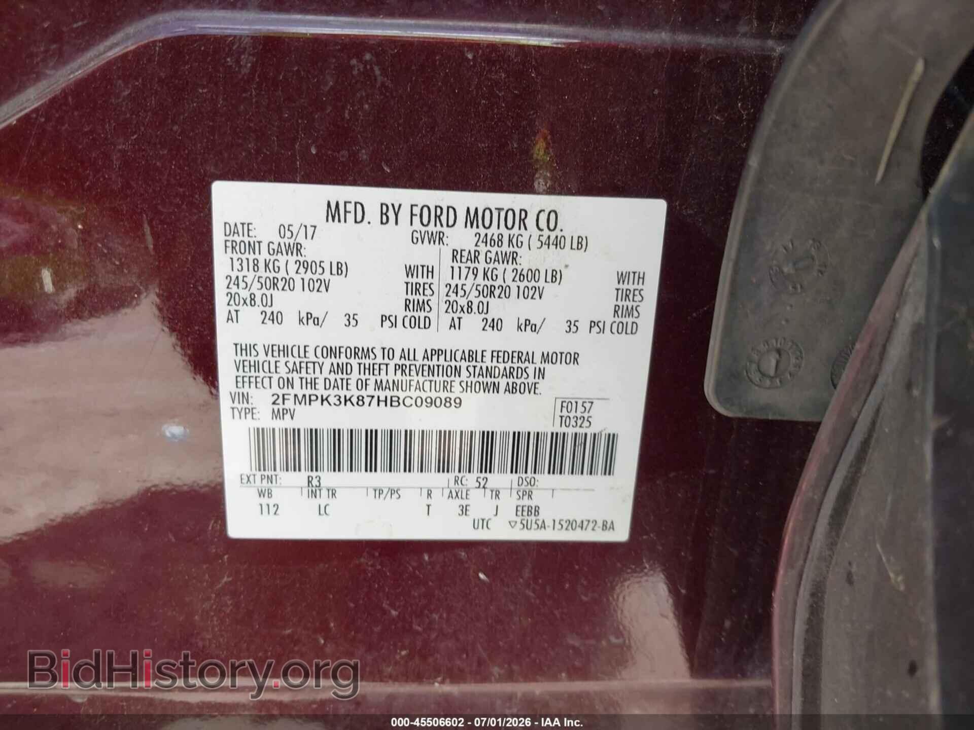 2017 FORD EDGE - VIN: 2FMPK3K87HBC09089 - Photo 9