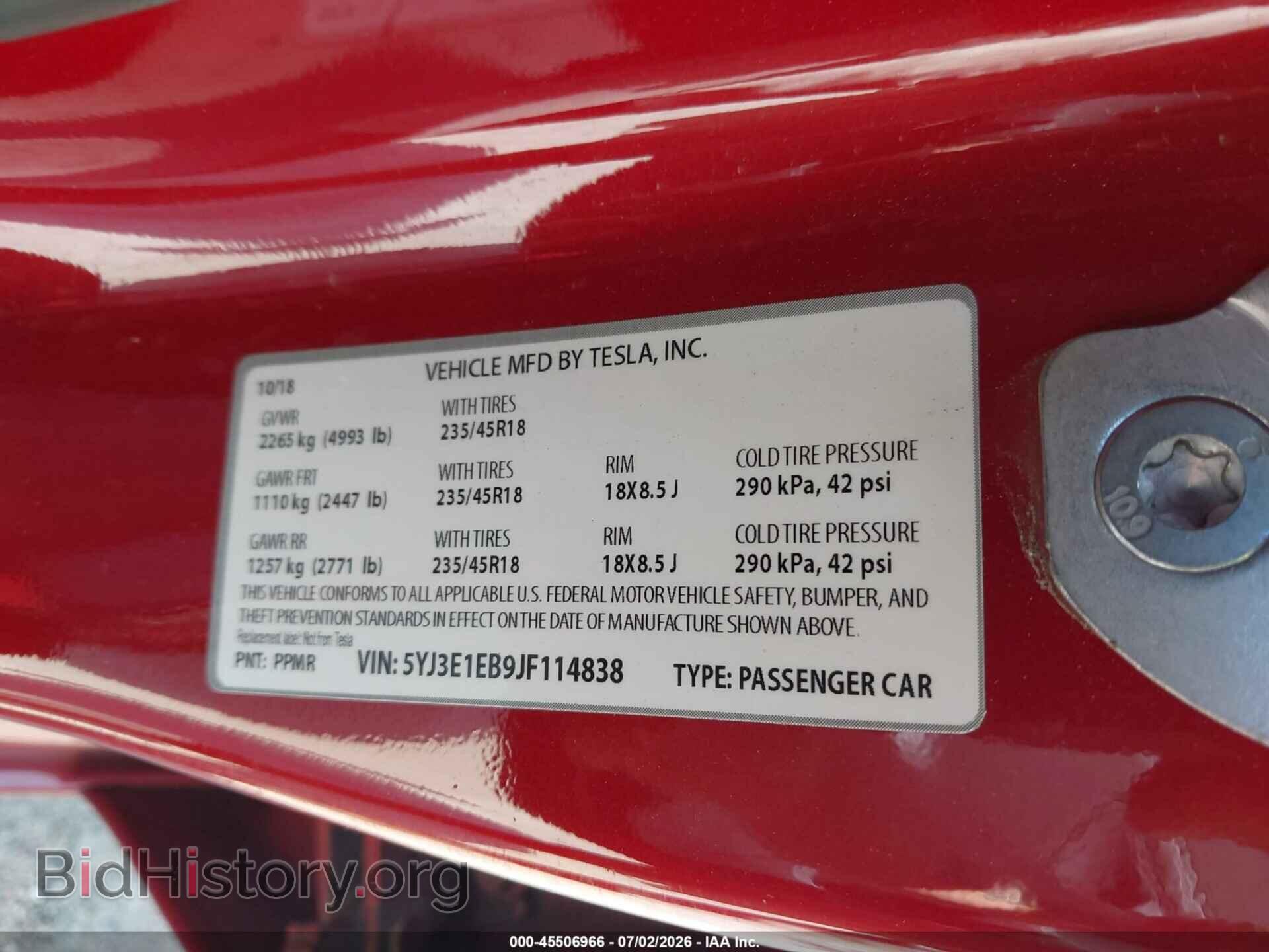 2018 TESLA MODEL 3 - VIN: 5YJ3E1EB9JF114838 - Photo 9