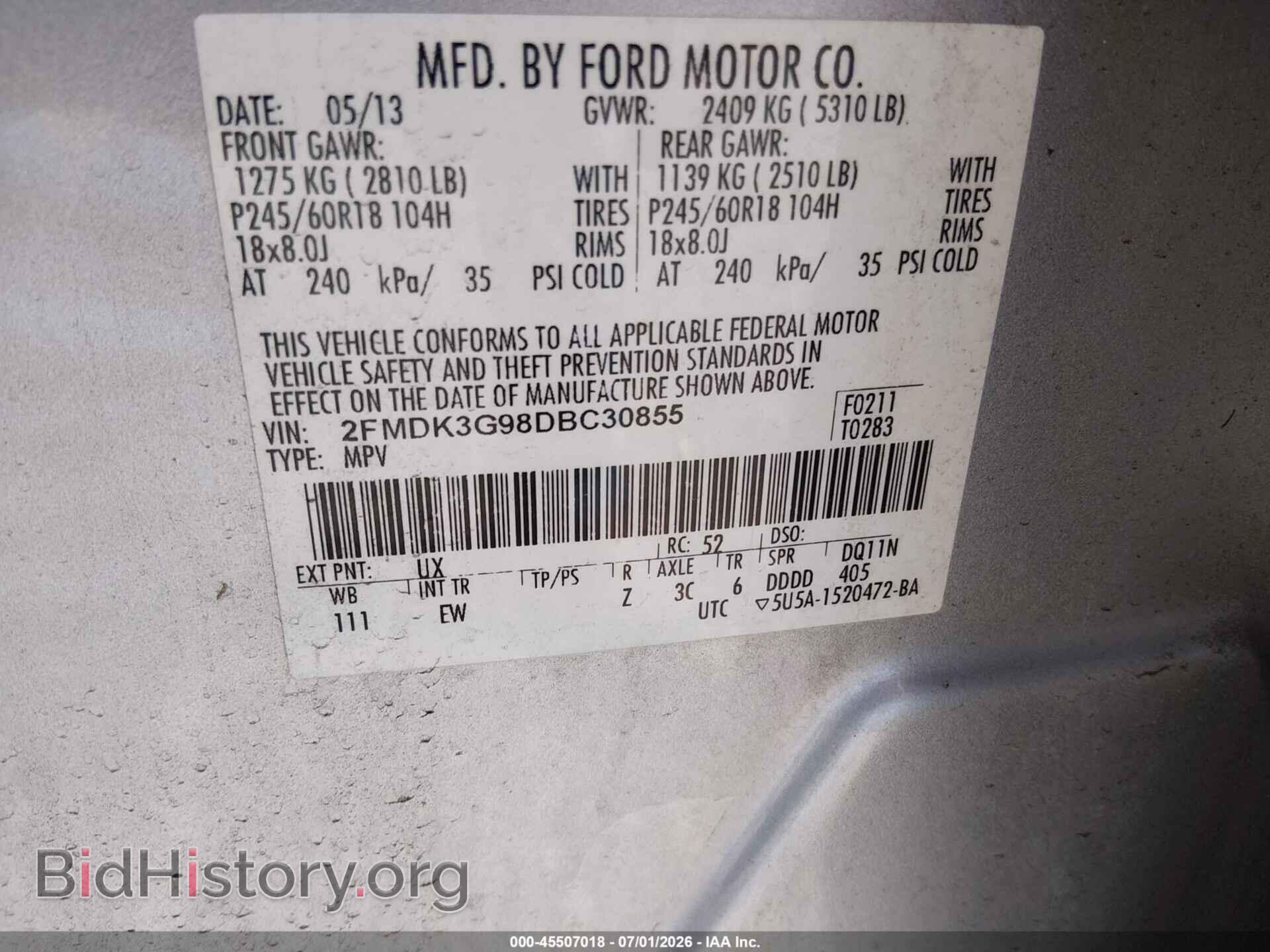 2013 FORD EDGE - VIN: 2FMDK3G98DBC30855 - Photo 9