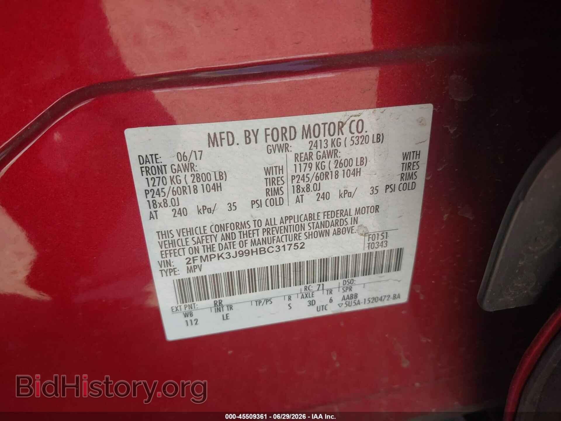 2017 FORD EDGE - VIN: 2FMPK3J99HBC31752 - Photo 9