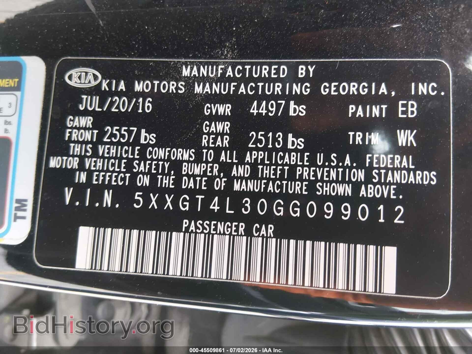 2016 KIA OPTIMA - VIN: 5XXGT4L30GG099012 - Фото 9