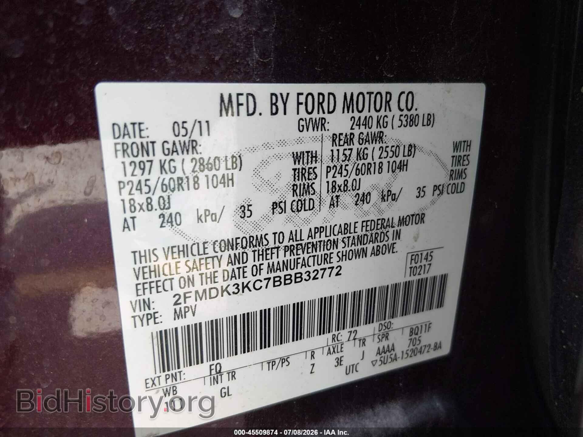2011 FORD EDGE - VIN: 2FMDK3KC7BBB32772 - Photo 9