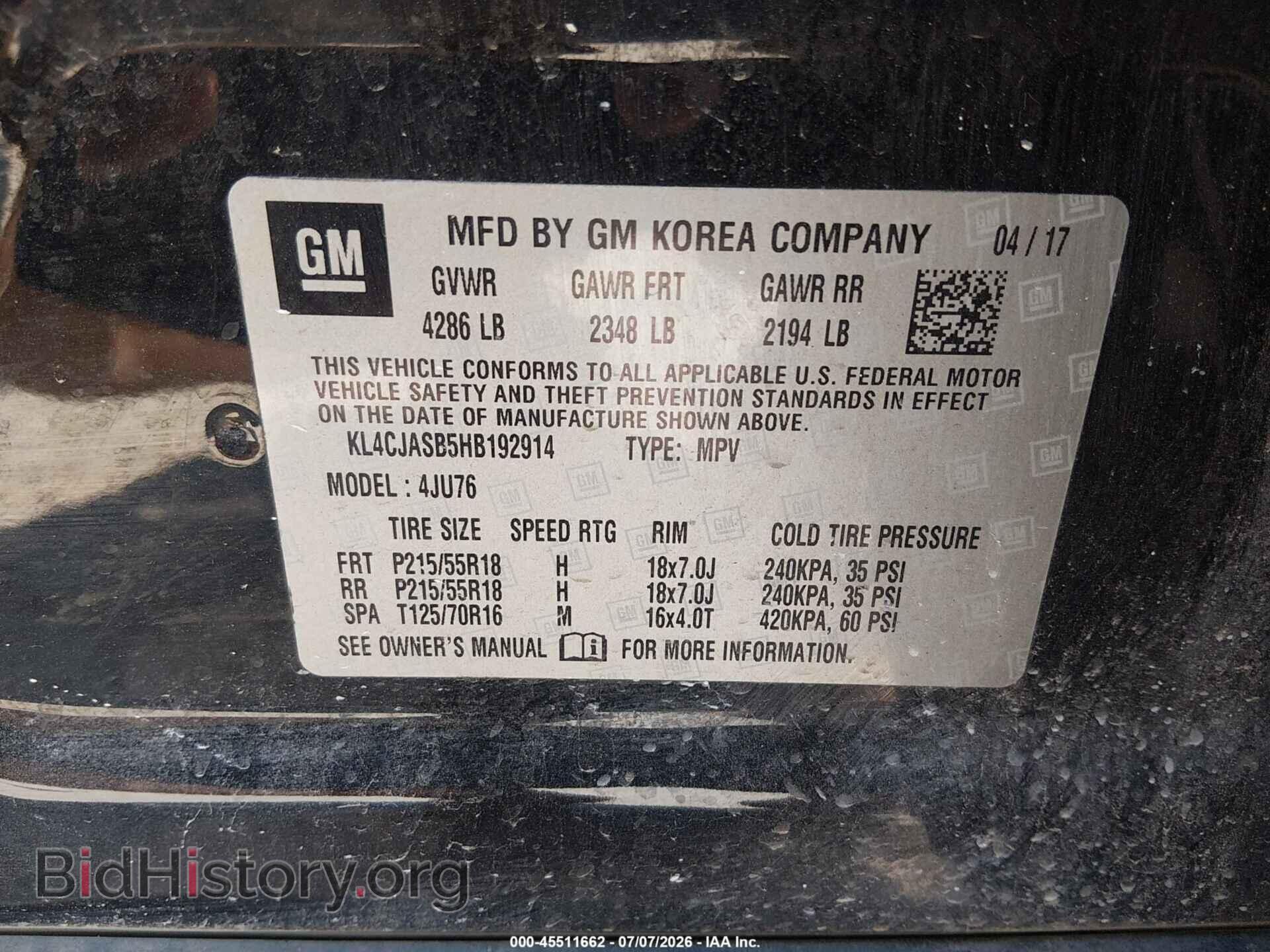 2017 BUICK ENCORE - VIN: KL4CJASB5HB192914 - Photo 9