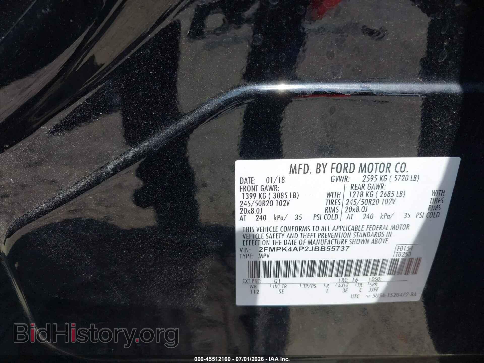 2018 FORD EDGE - VIN: 2FMPK4AP2JBB55737 - Photo 9