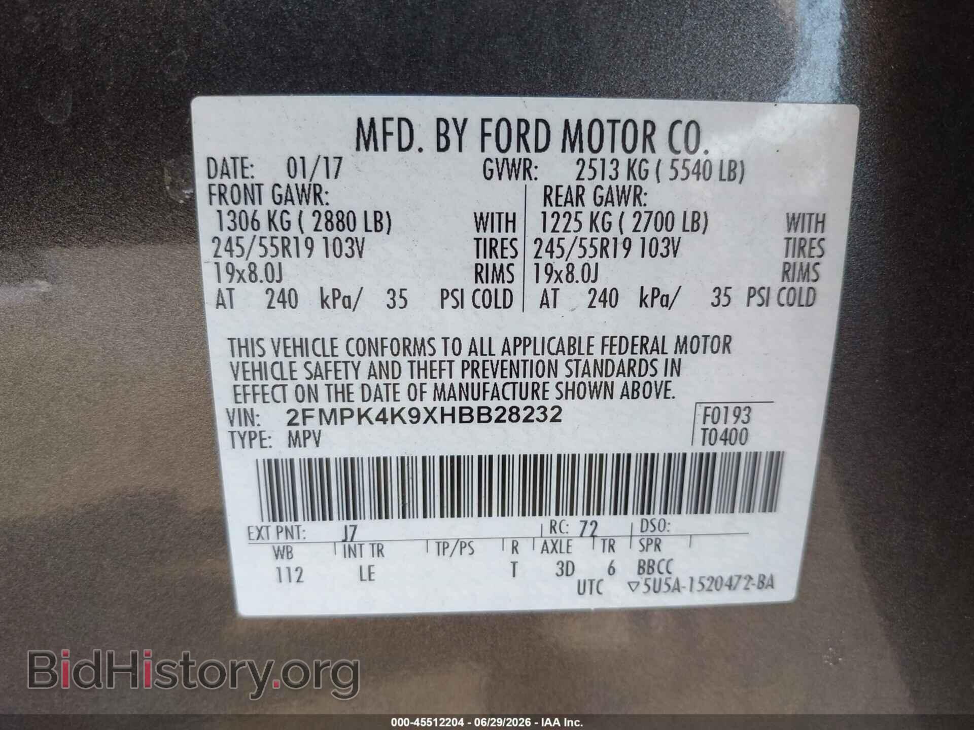 2017 FORD EDGE - VIN: 2FMPK4K9XHBB28232 - Photo 9