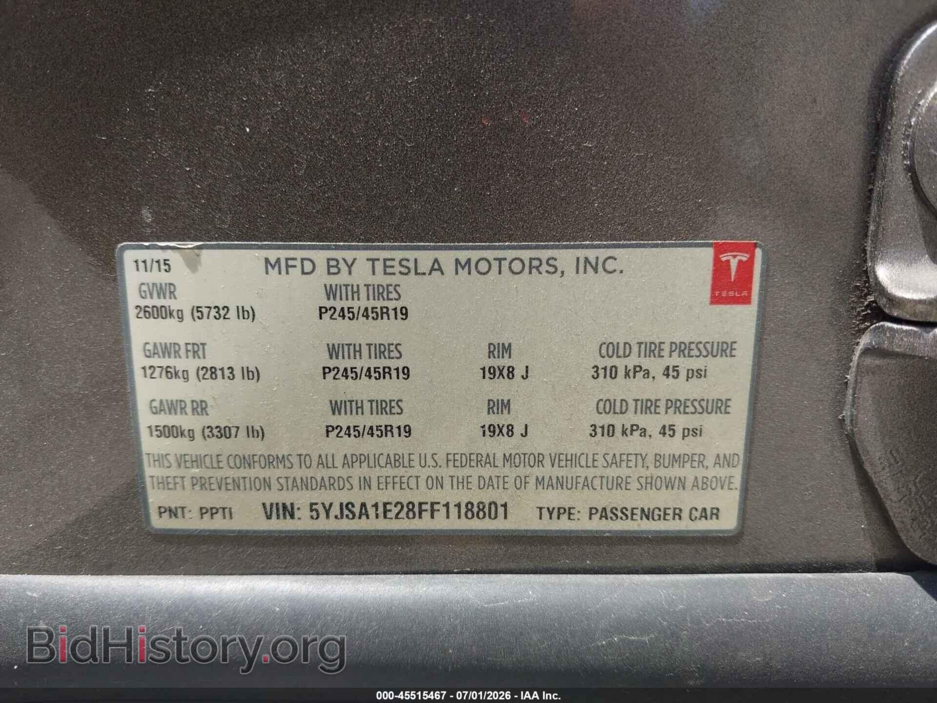2015 TESLA MODEL S - VIN: 5YJSA1E28FF118801 - Photo 7
