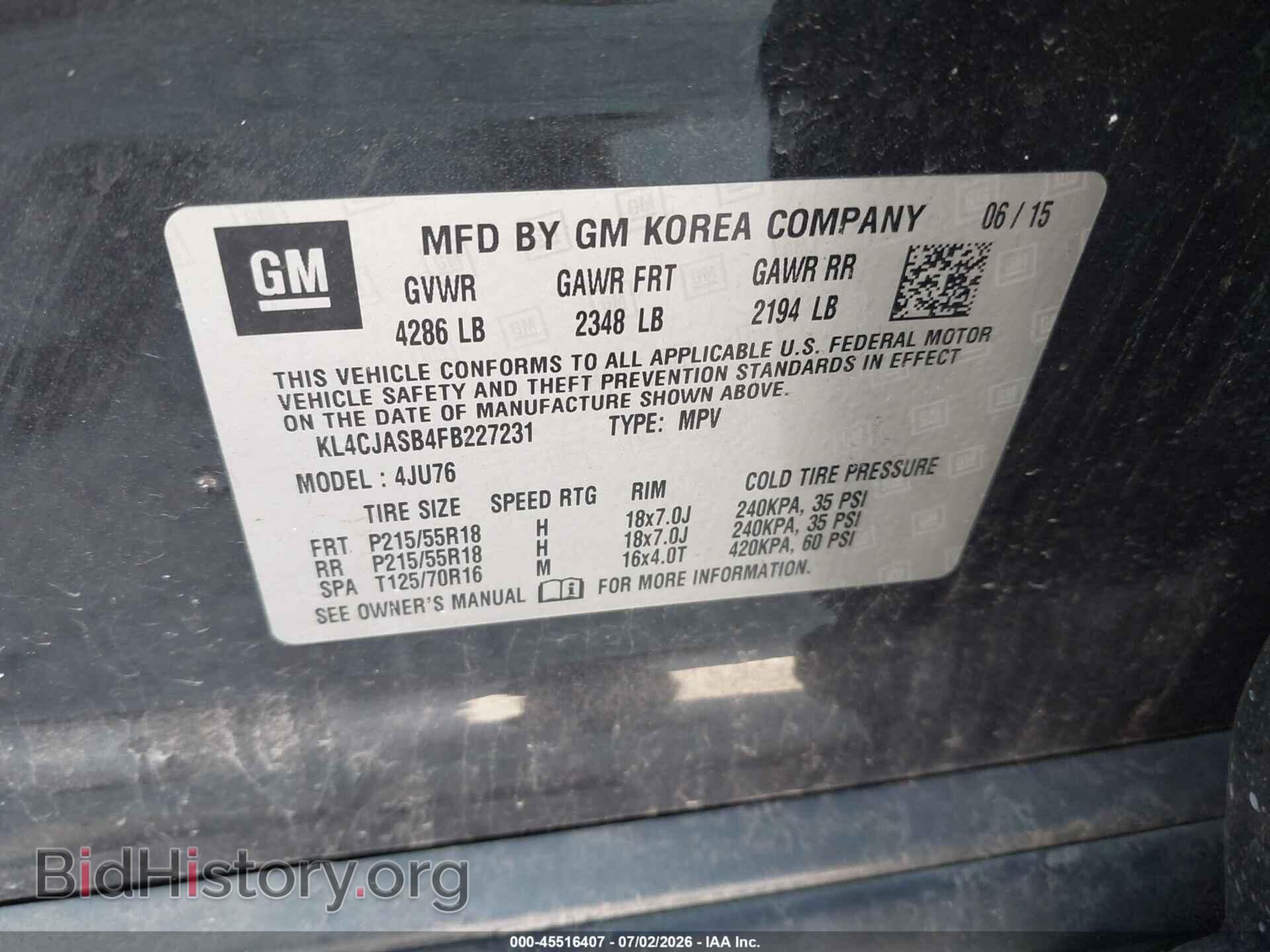 2015 BUICK ENCORE - VIN: KL4CJASB4FB227231 - Photo 9