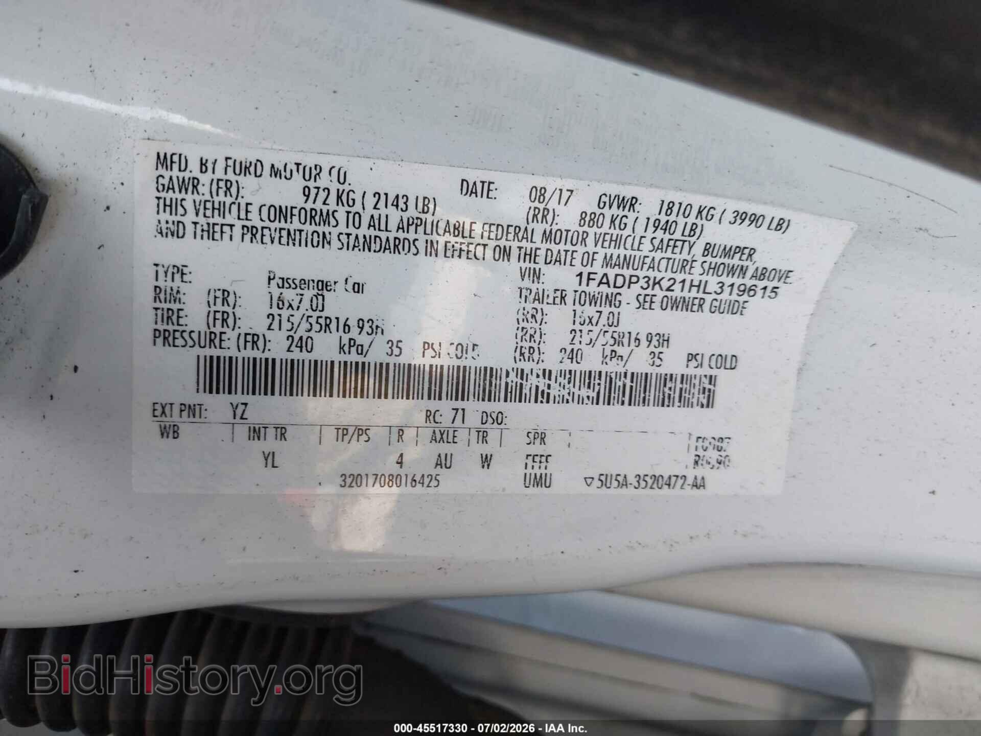 2017 FORD FOCUS - VIN: 1FADP3K21HL319615 - Photo 9