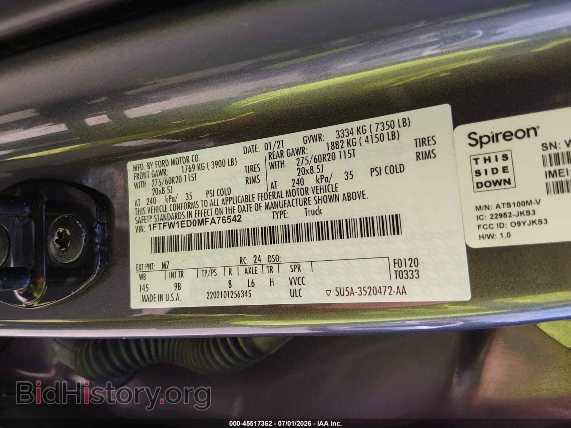 2021 FORD F-150 - VIN: 1FTFW1ED0MFA76542 - Photo 9