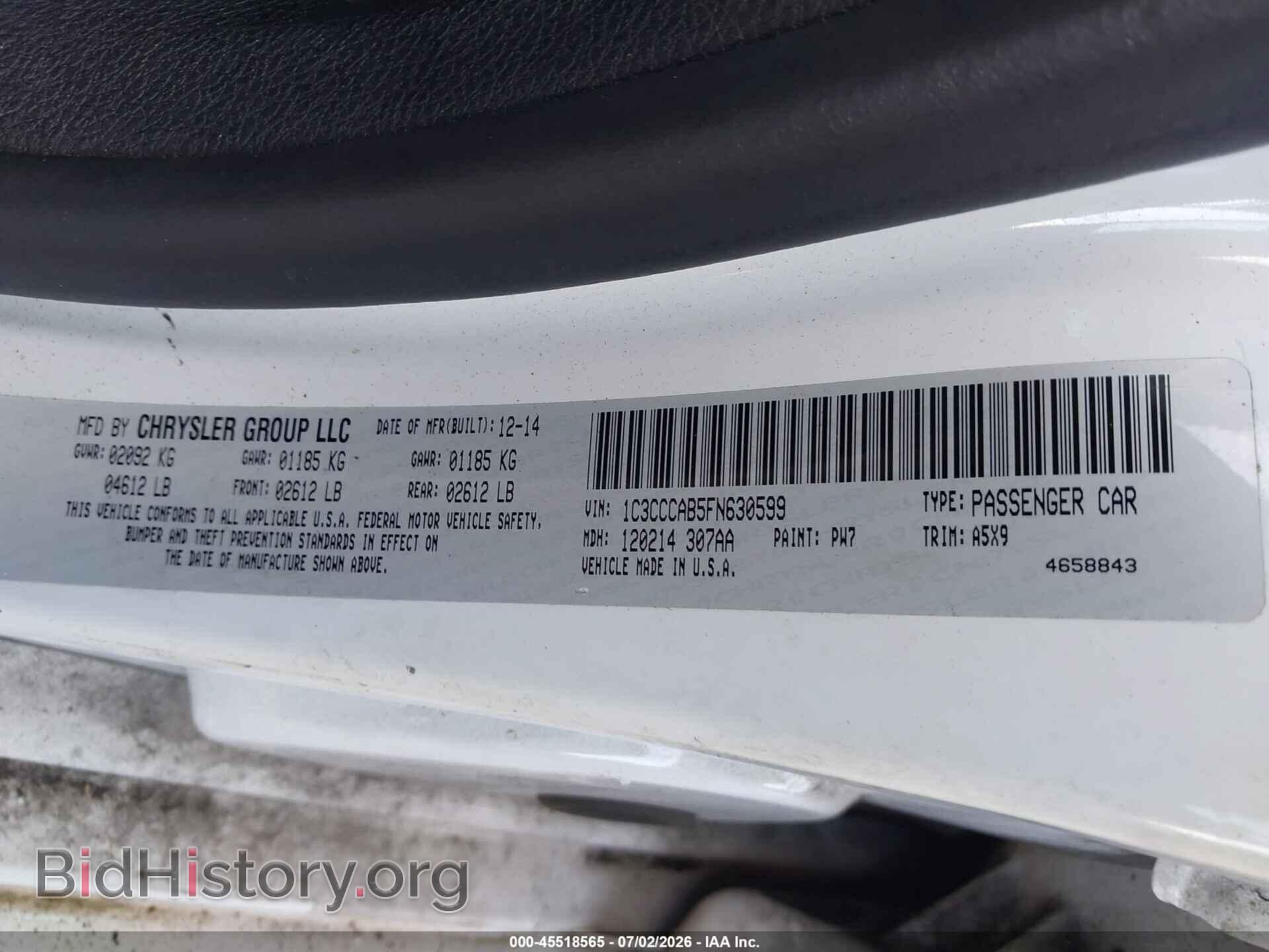 2015 CHRYSLER 200 - VIN: 1C3CCCAB5FN630599 - Photo 9