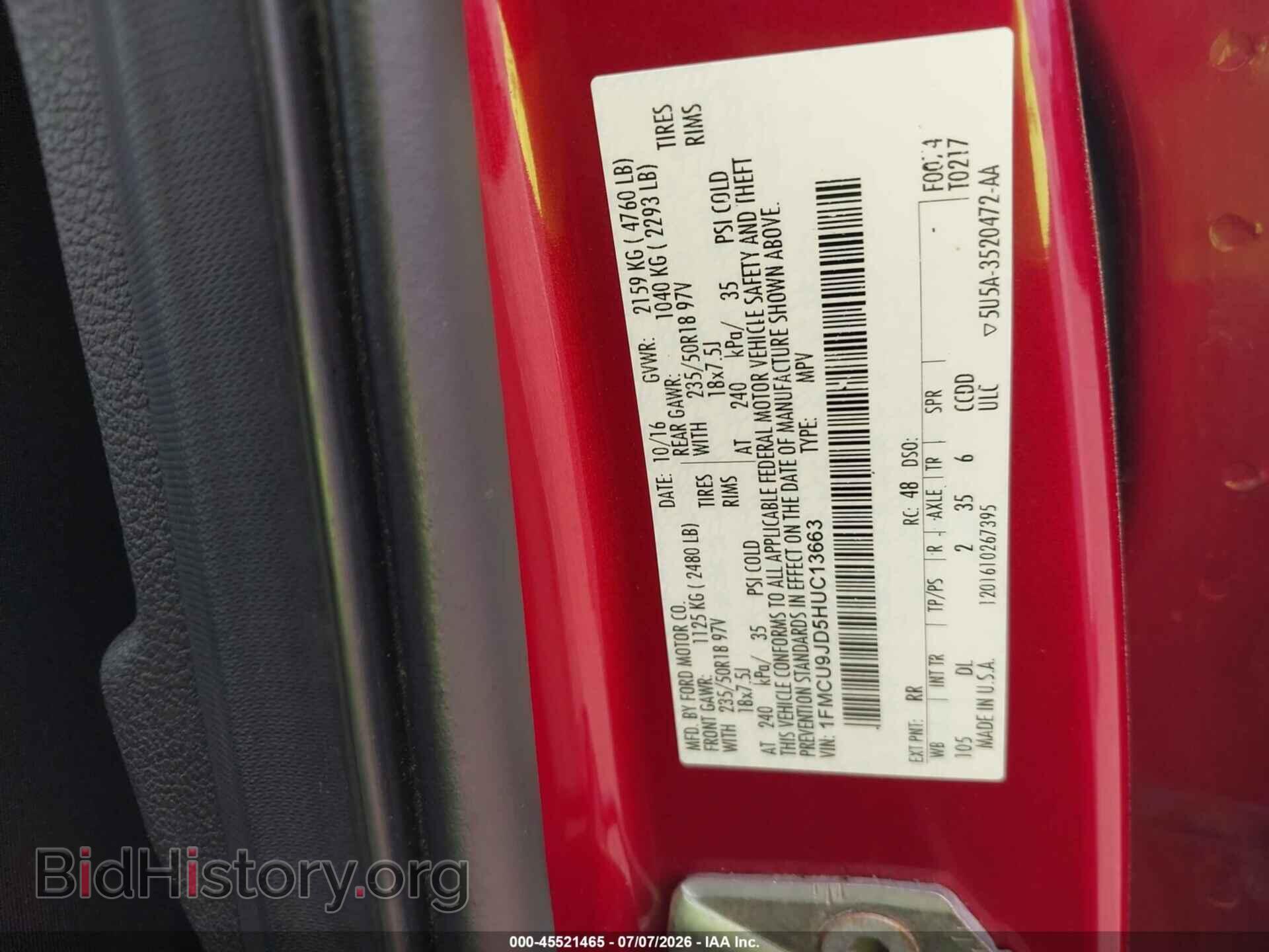 2017 FORD ESCAPE - VIN: 1FMCU9JD5HUC13663 - Photo 9