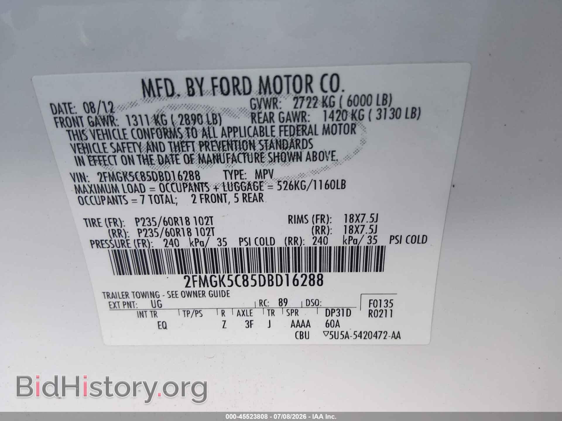 2013 FORD FLEX - VIN: 2FMGK5C85DBD16288 - Photo 9