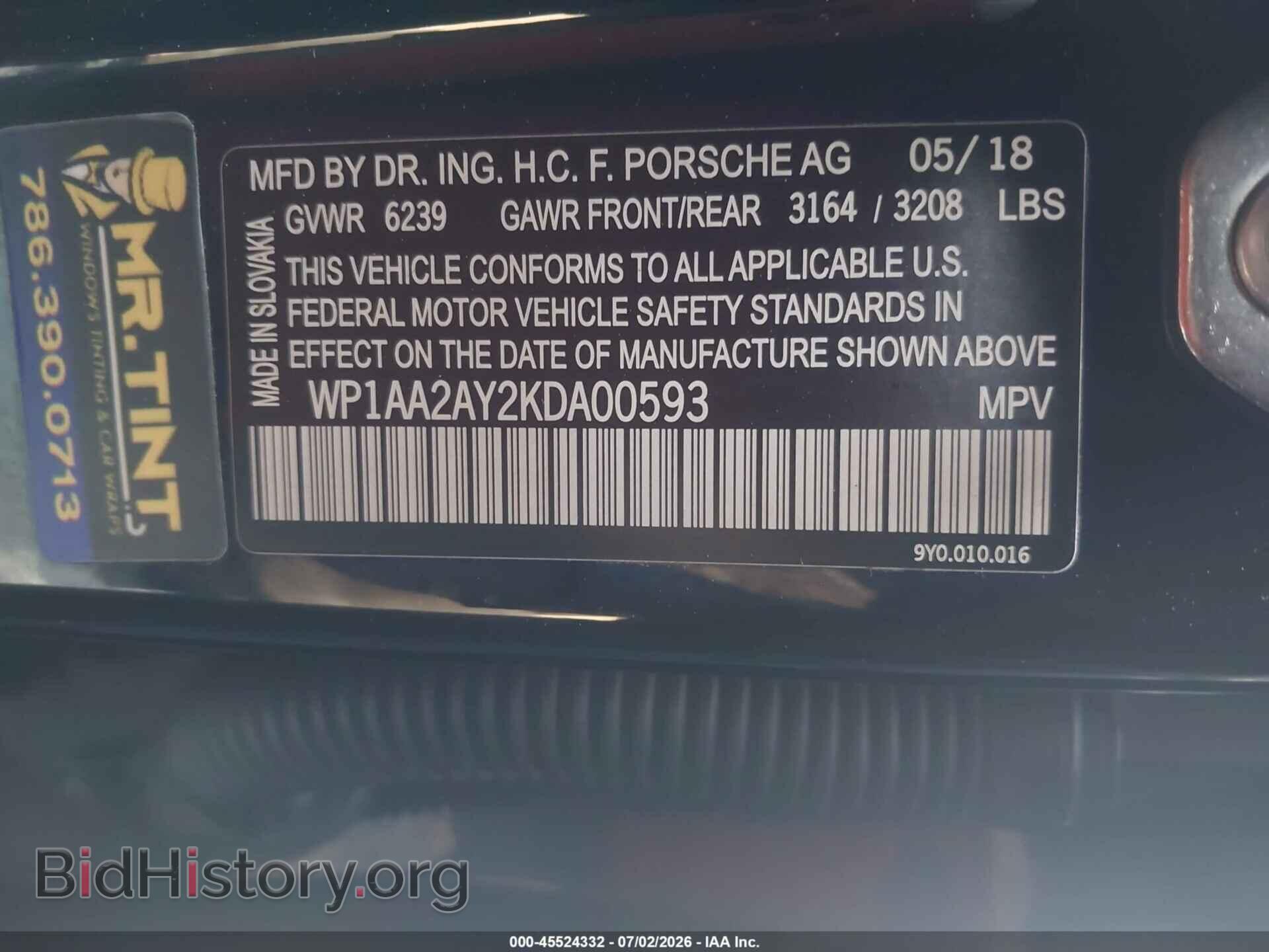 2019 PORSCHE CAYENNE - VIN: WP1AA2AY2KDA00593 - Photo 9