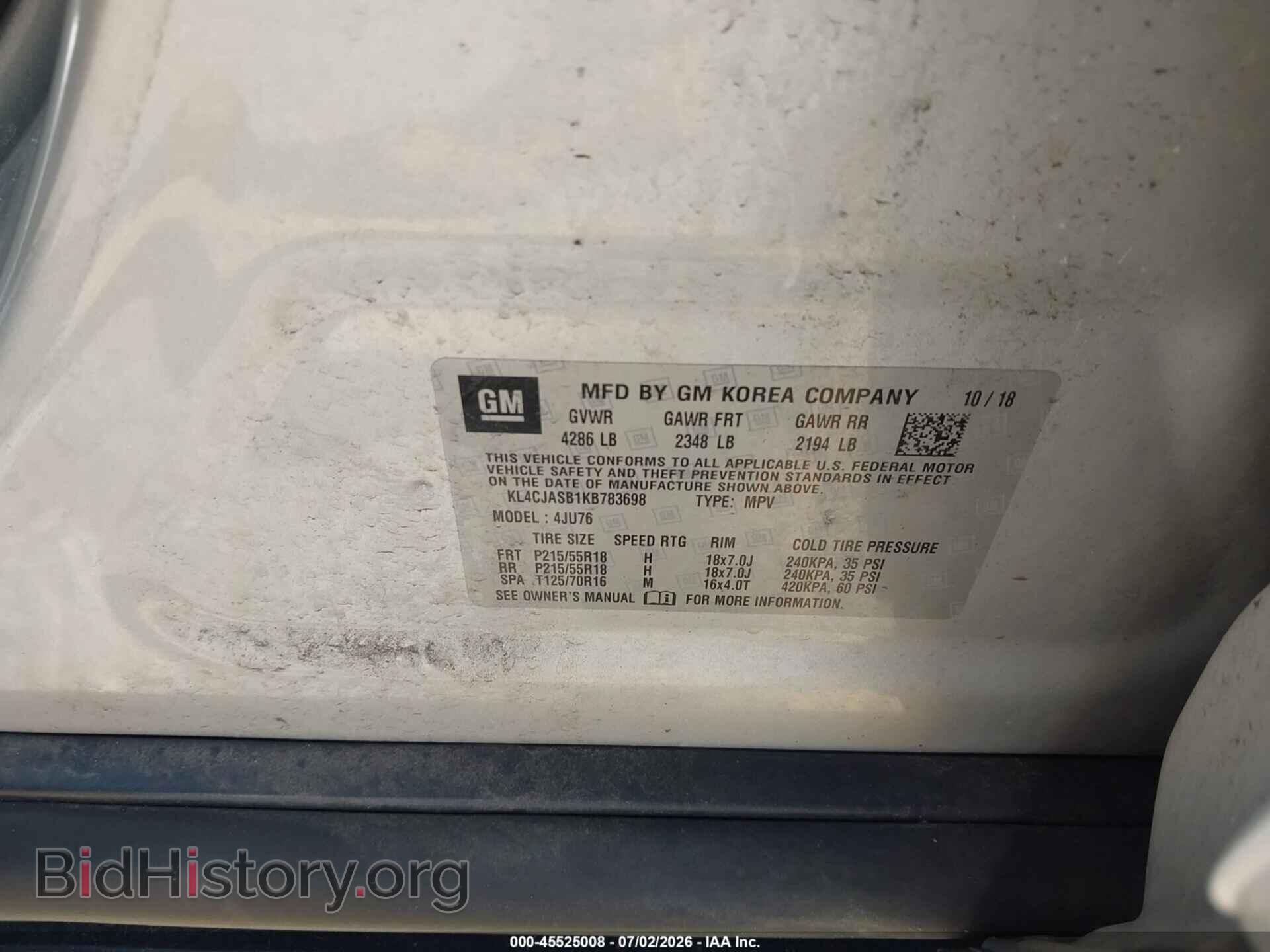2019 BUICK ENCORE - VIN: KL4CJASB1KB783698 - Фото 9