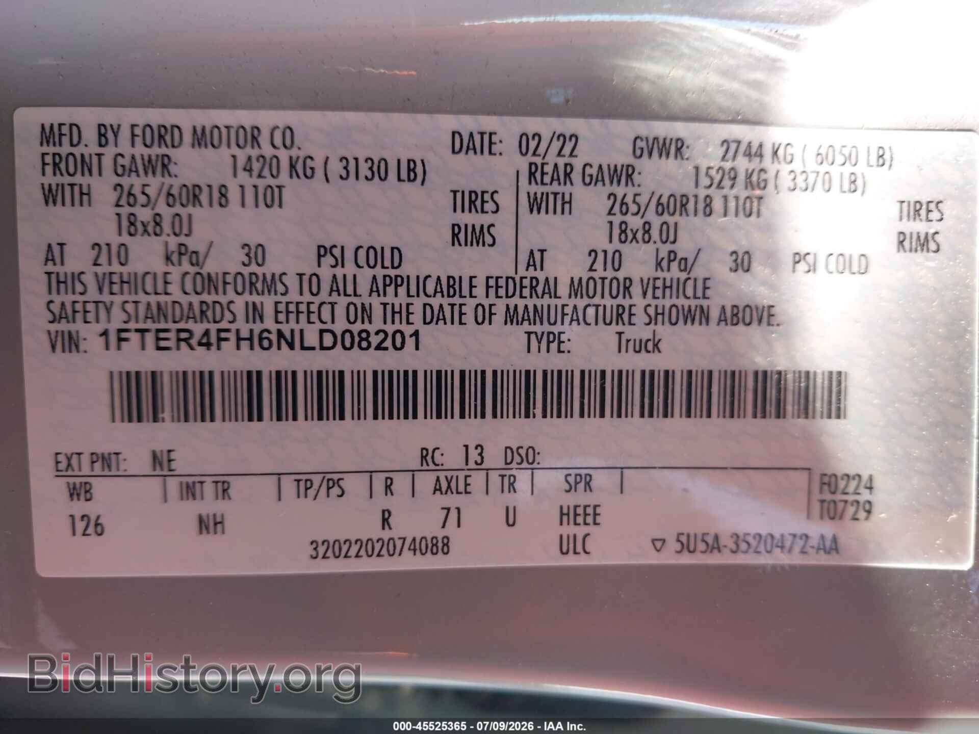 2022 FORD RANGER - VIN: 1FTER4FH6NLD08201 - Фото 9