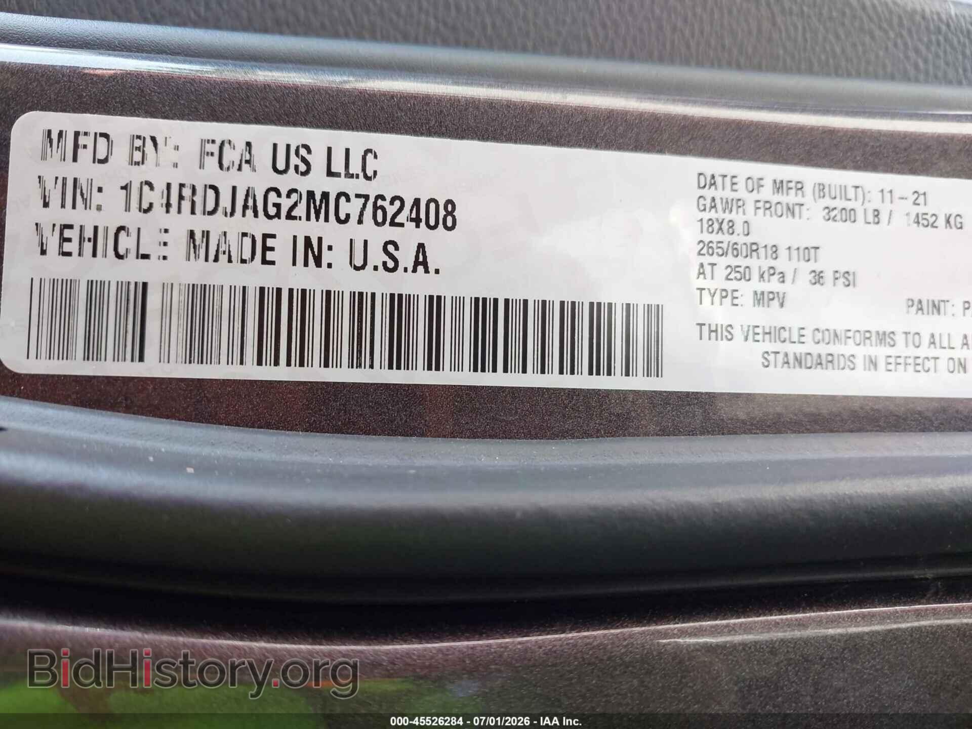 2021 DODGE DURANGO - VIN: 1C4RDJAG2MC762408 - Photo 9