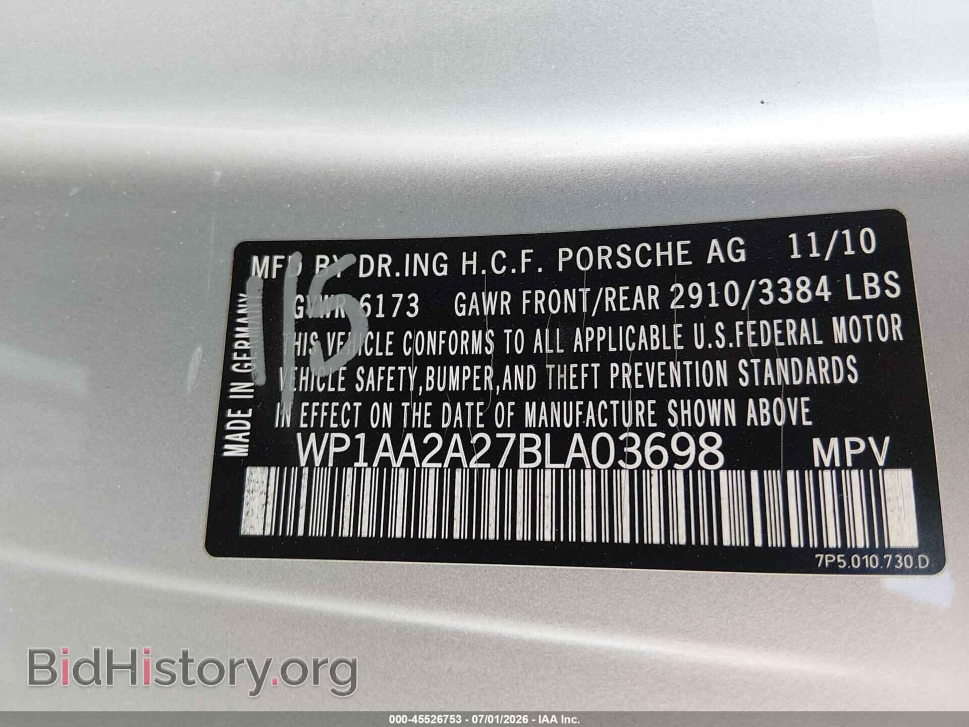 2011 PORSCHE CAYENNE - VIN: WP1AA2A27BLA03698 - Photo 9