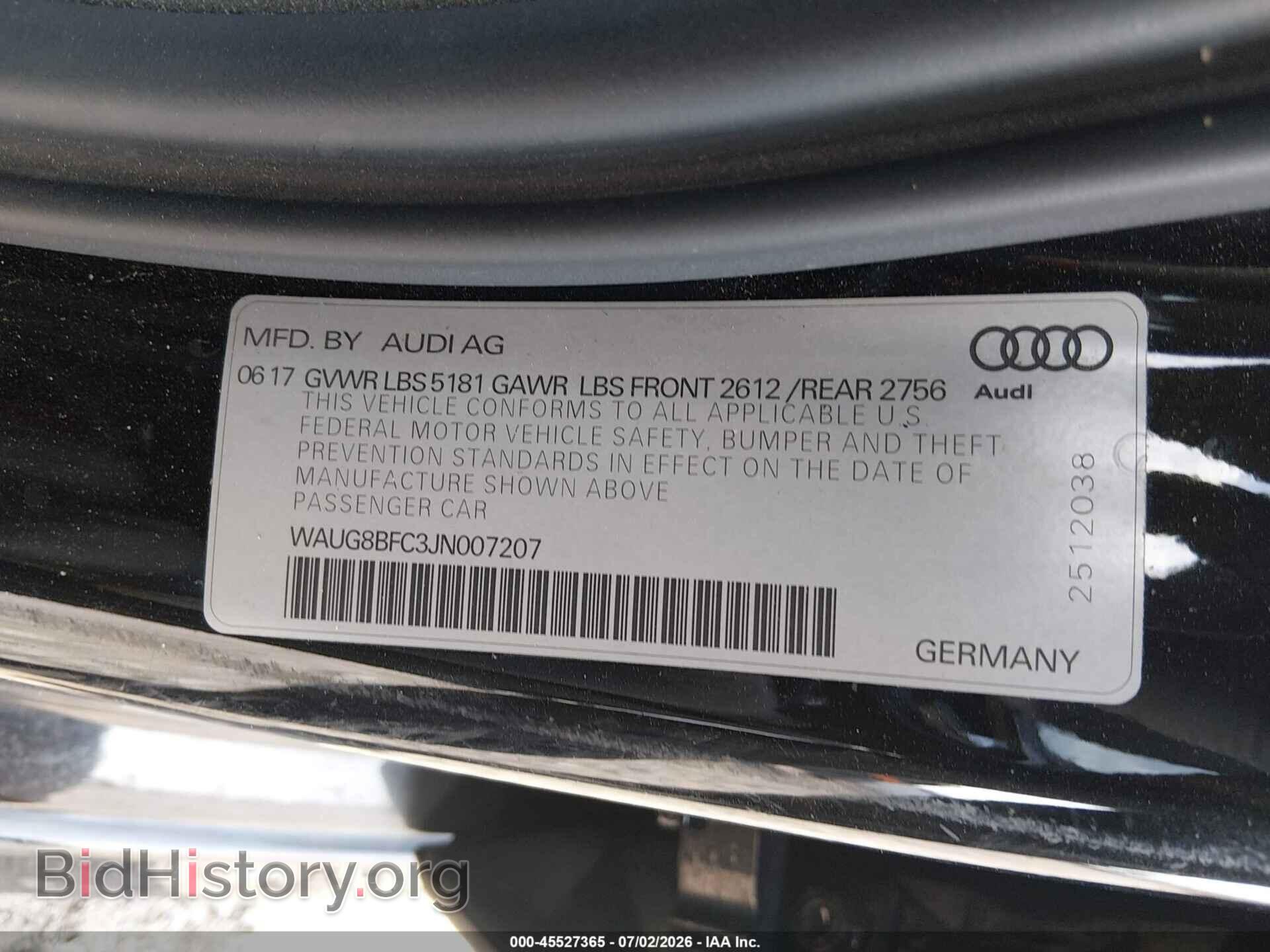 2018 AUDI A6 - VIN: WAUG8BFC3JN007207 - Photo 9