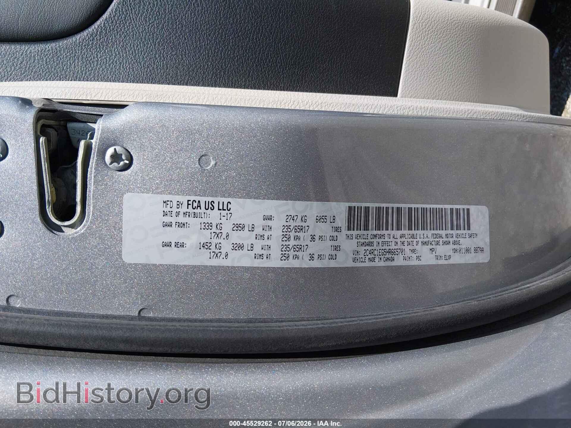 2017 CHRYSLER PACIFICA - VIN: 2C4RC1EG5HR665701 - Photo 9