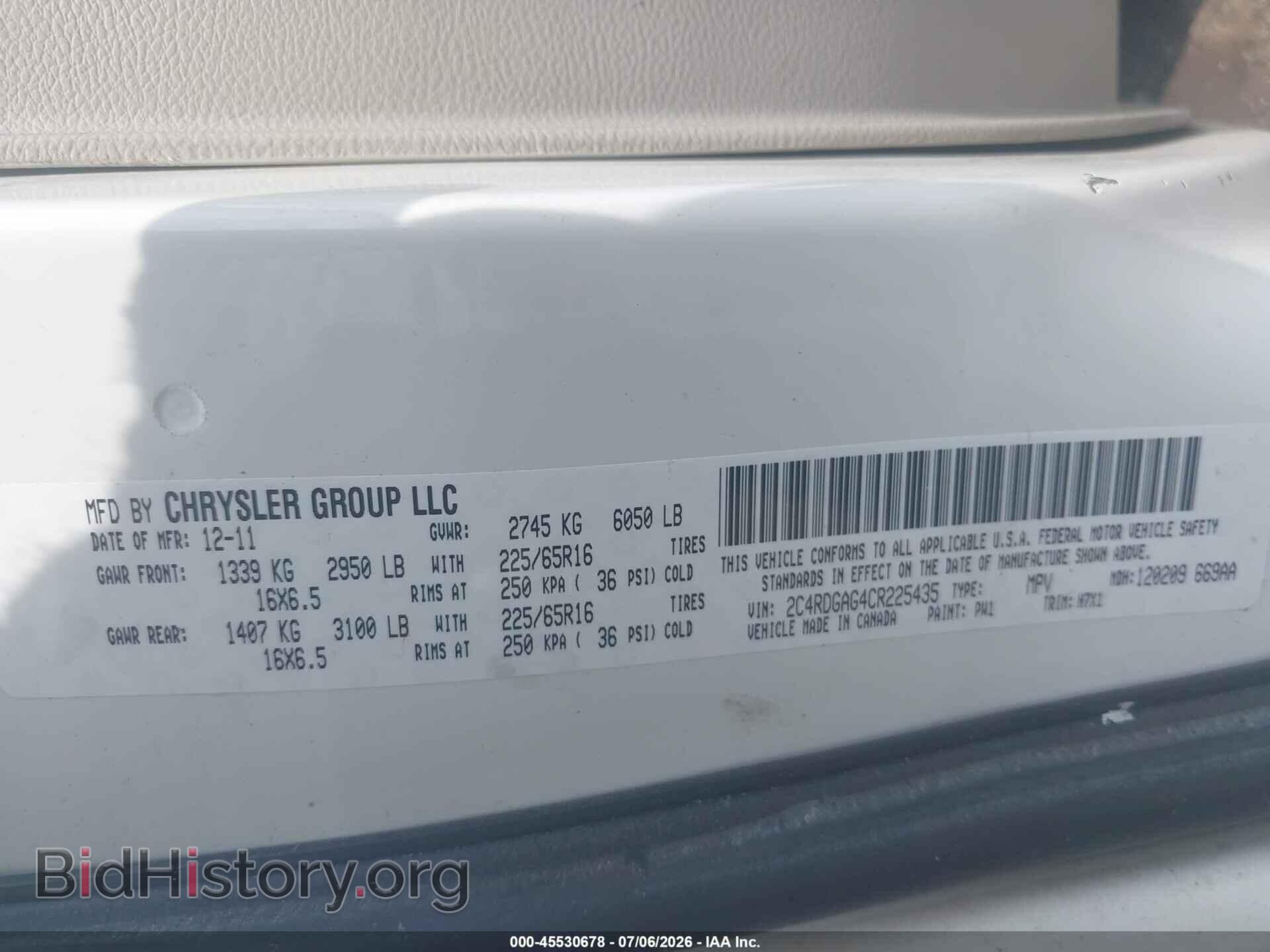 2012 RAM CARGO - VIN: 2C4RDGAG4CR225435 - Photo 9