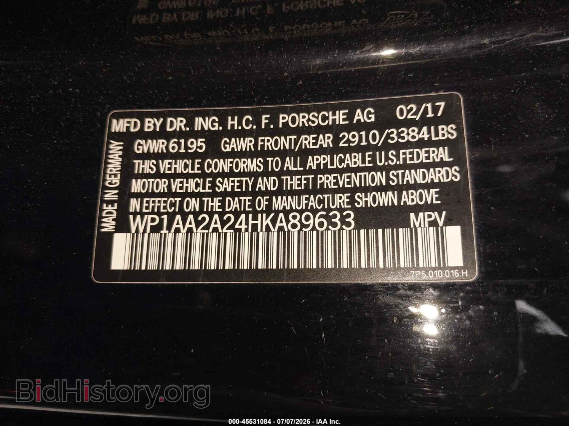 2017 PORSCHE CAYENNE - VIN: WP1AA2A24HKA89633 - Photo 9