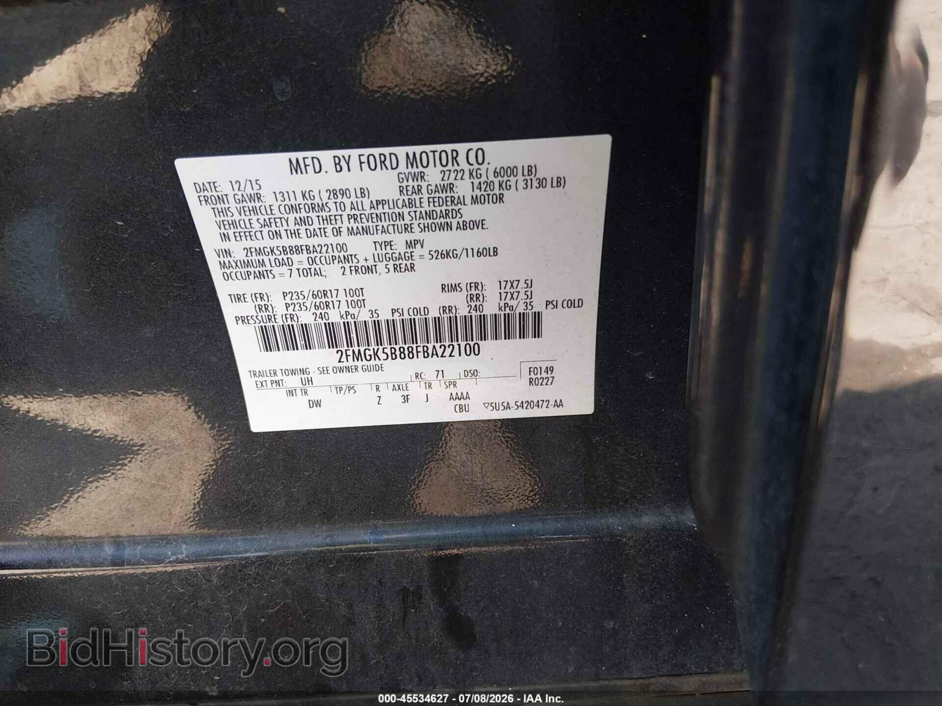 2015 FORD FLEX - VIN: 2FMGK5B88FBA22100 - Photo 9