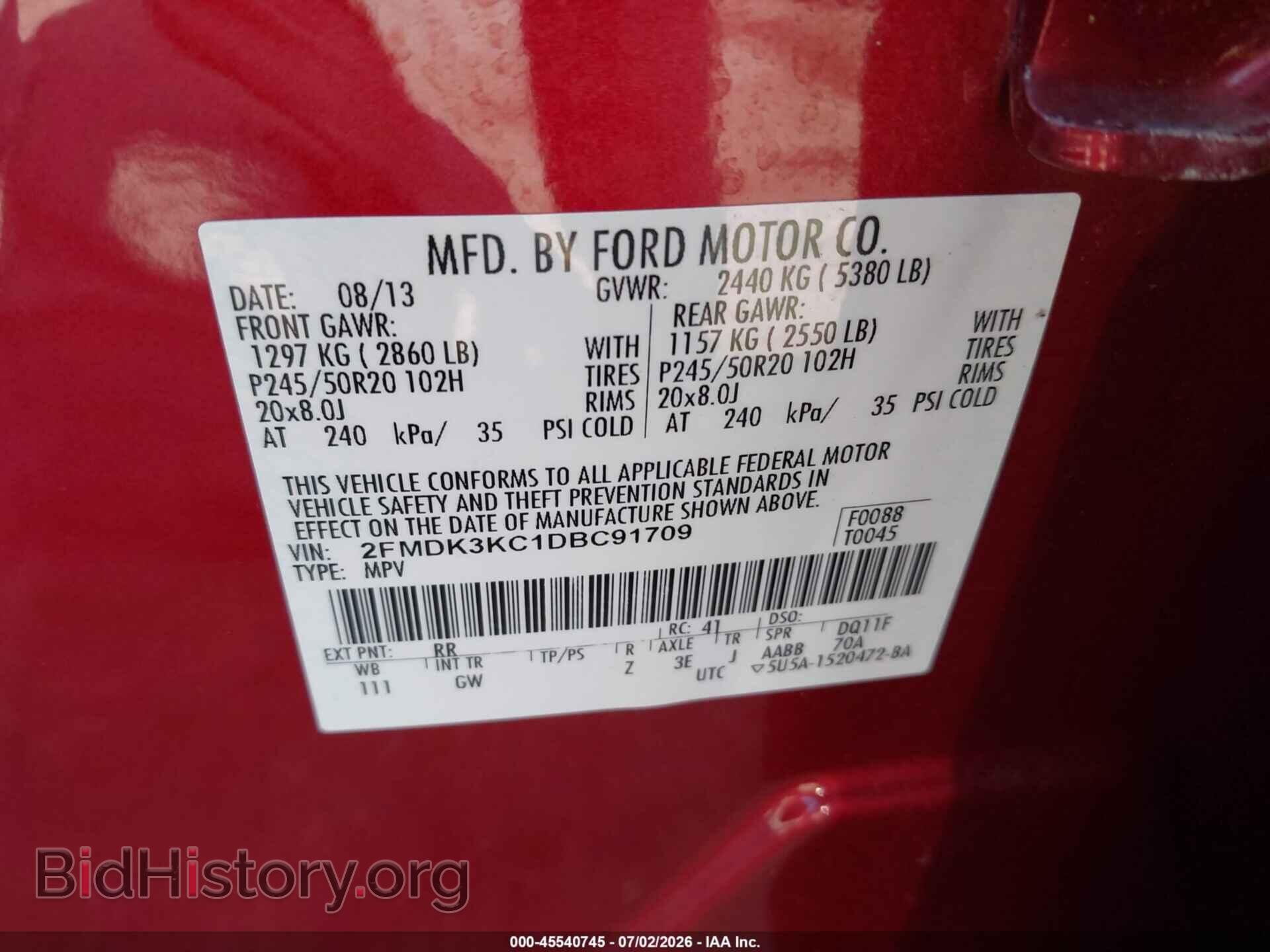 2013 FORD EDGE - VIN: 2FMDK3KC1DBC91709 - Photo 9
