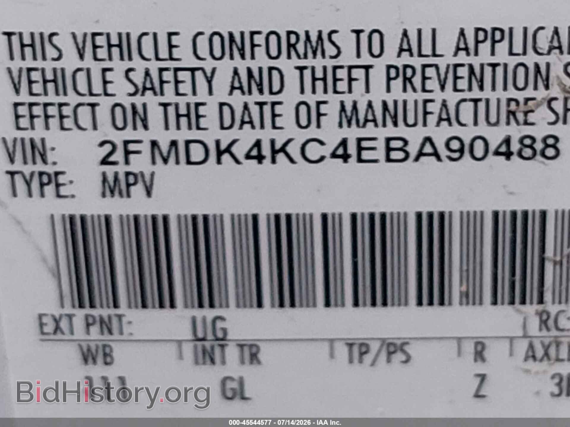 2014 FORD EDGE - VIN: 2FMDK4KC4EBA90488 - Фото 9