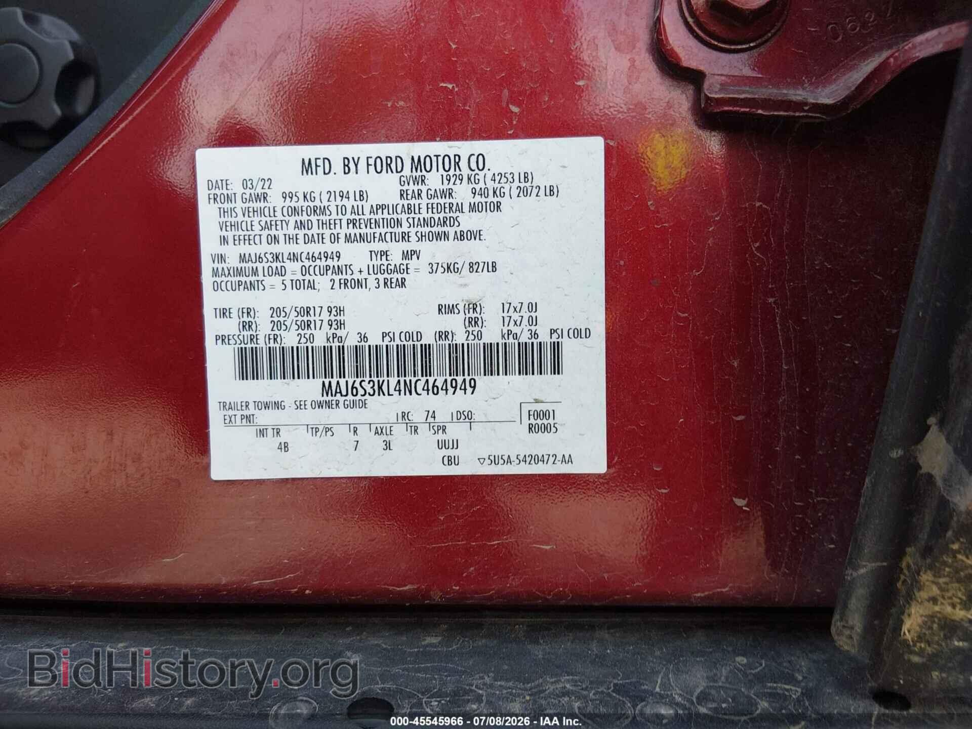 2022 FORD ECOSPORT - VIN: MAJ6S3KL4NC464949 - Photo 9
