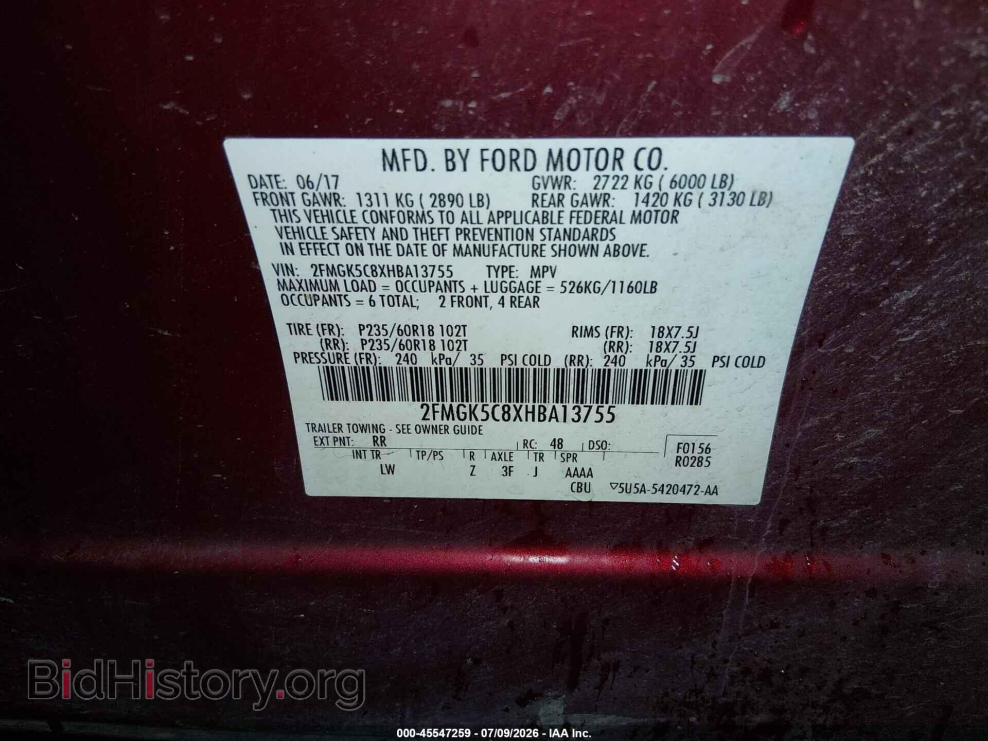 2017 FORD FLEX - VIN: 2FMGK5C8XHBA13755 - Photo 9