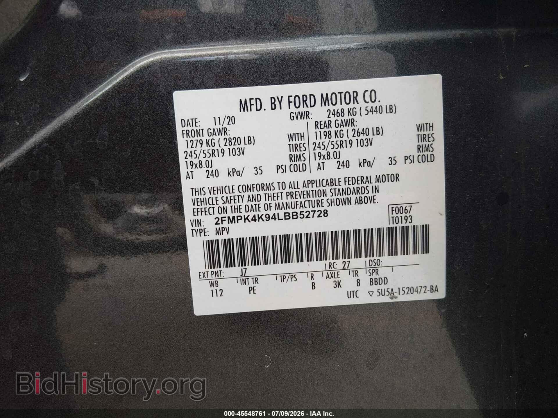 2020 FORD EDGE - VIN: 2FMPK4K94LBB52728 - Фото 9